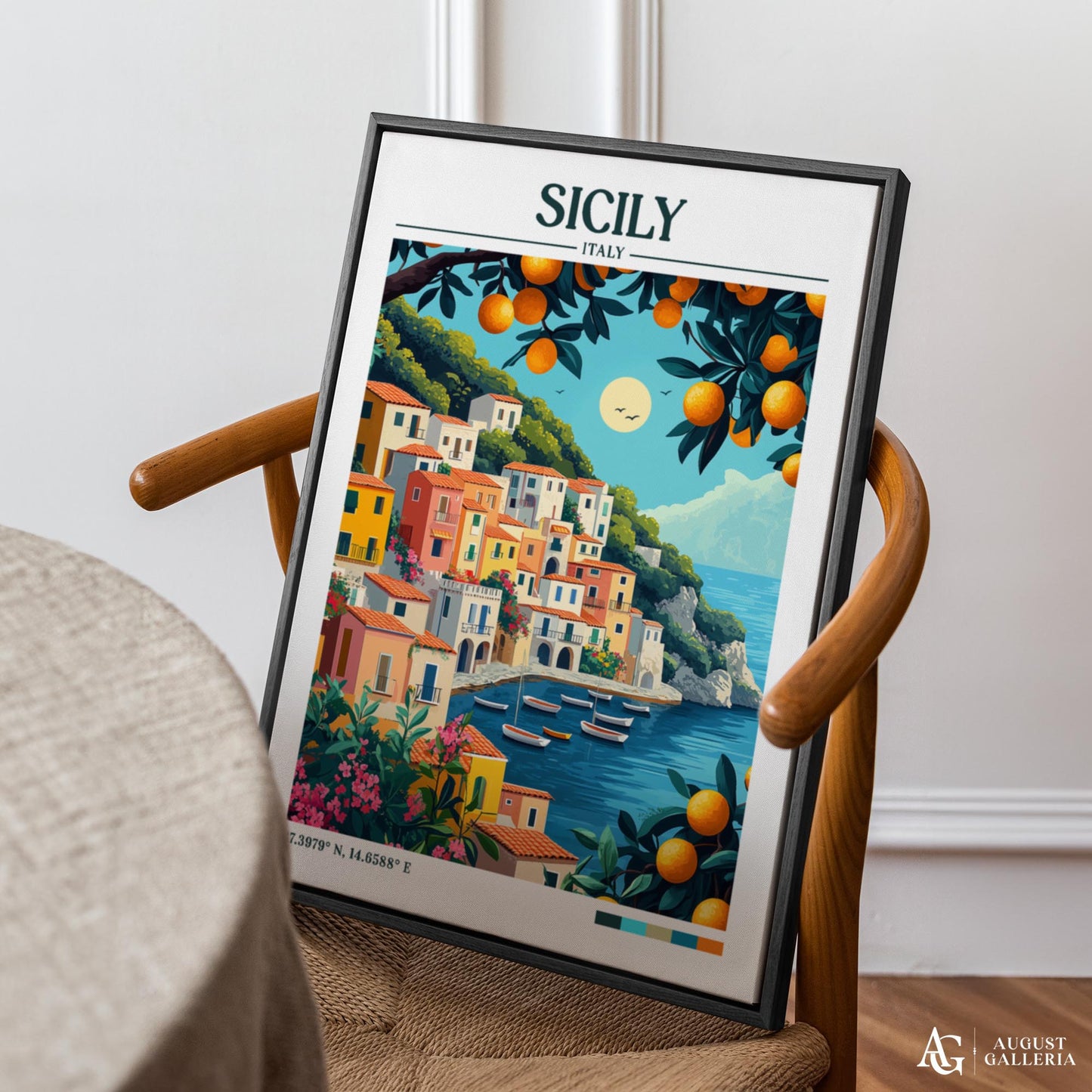 Sicily Italy Retro Travel Print