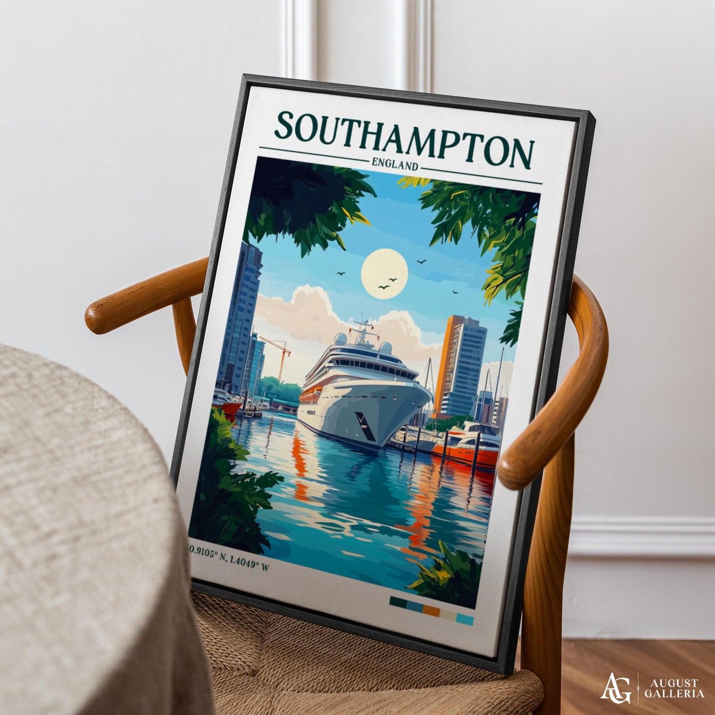 Southampton England Retro Travel Print
