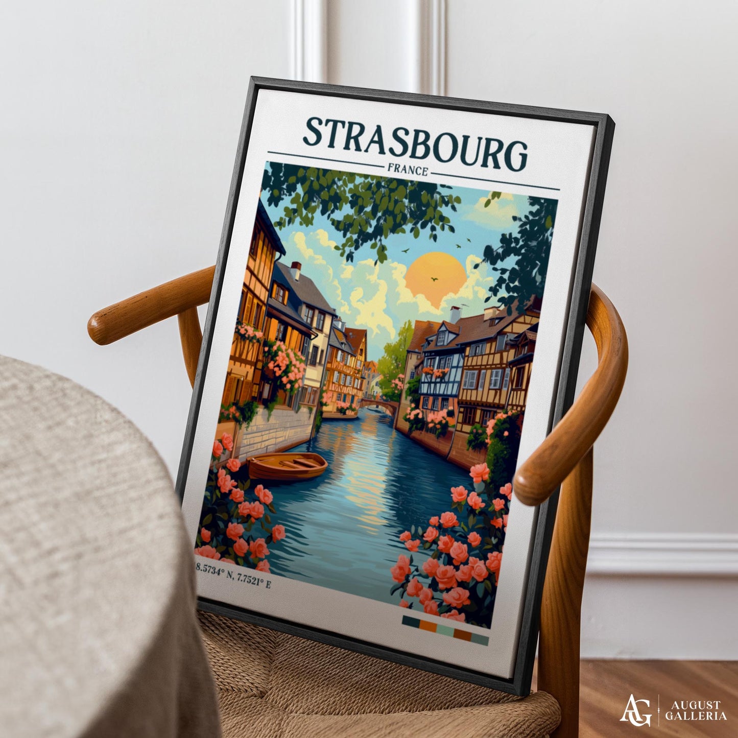 Strasbourg France Retro Travel Print