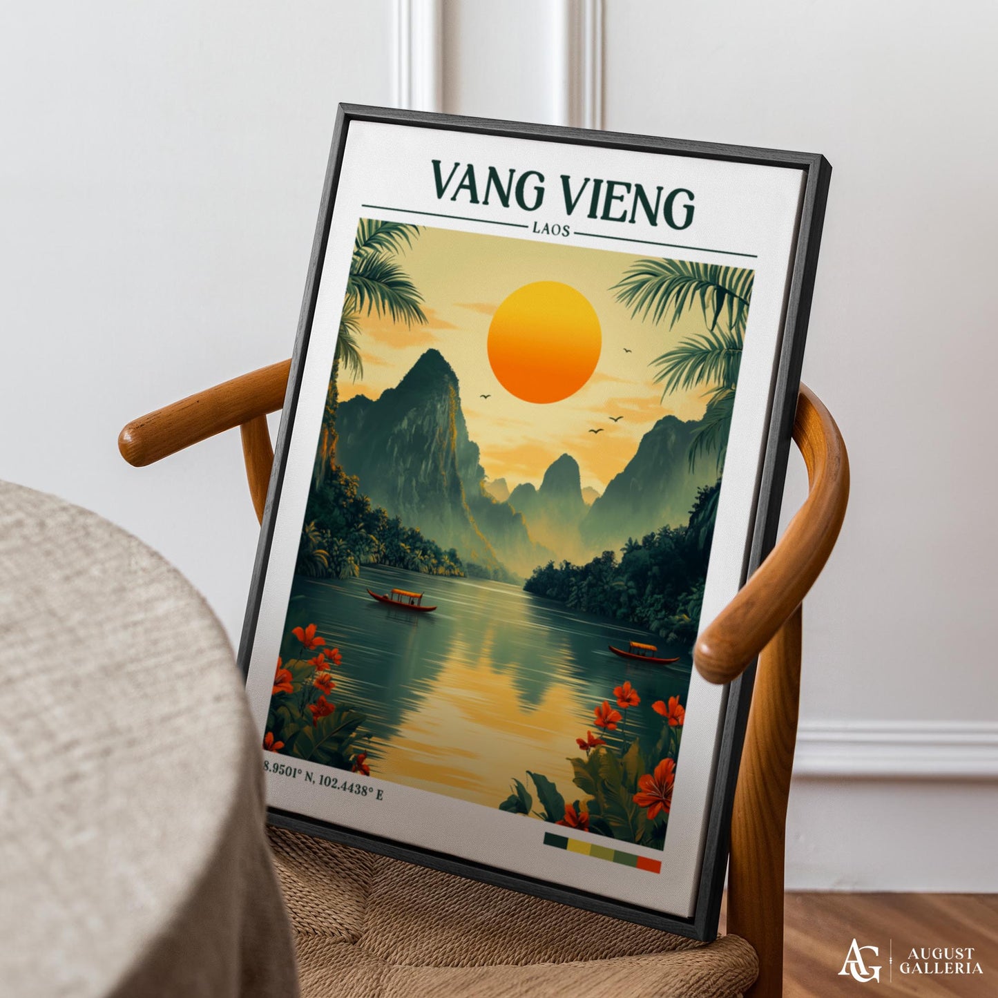 Vang Vieng Laos Retro Travel Print