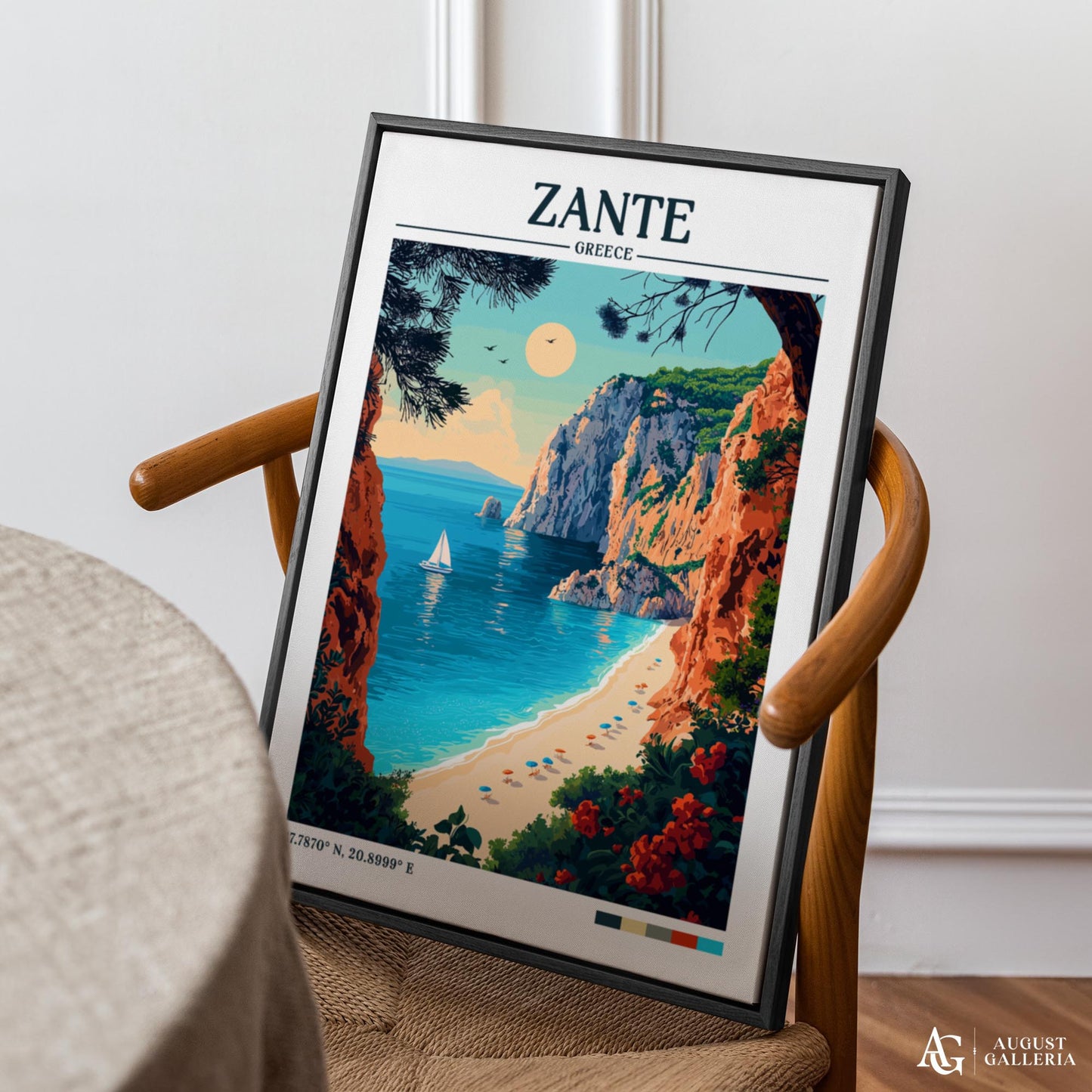 Zante Greece Retro Travel Print