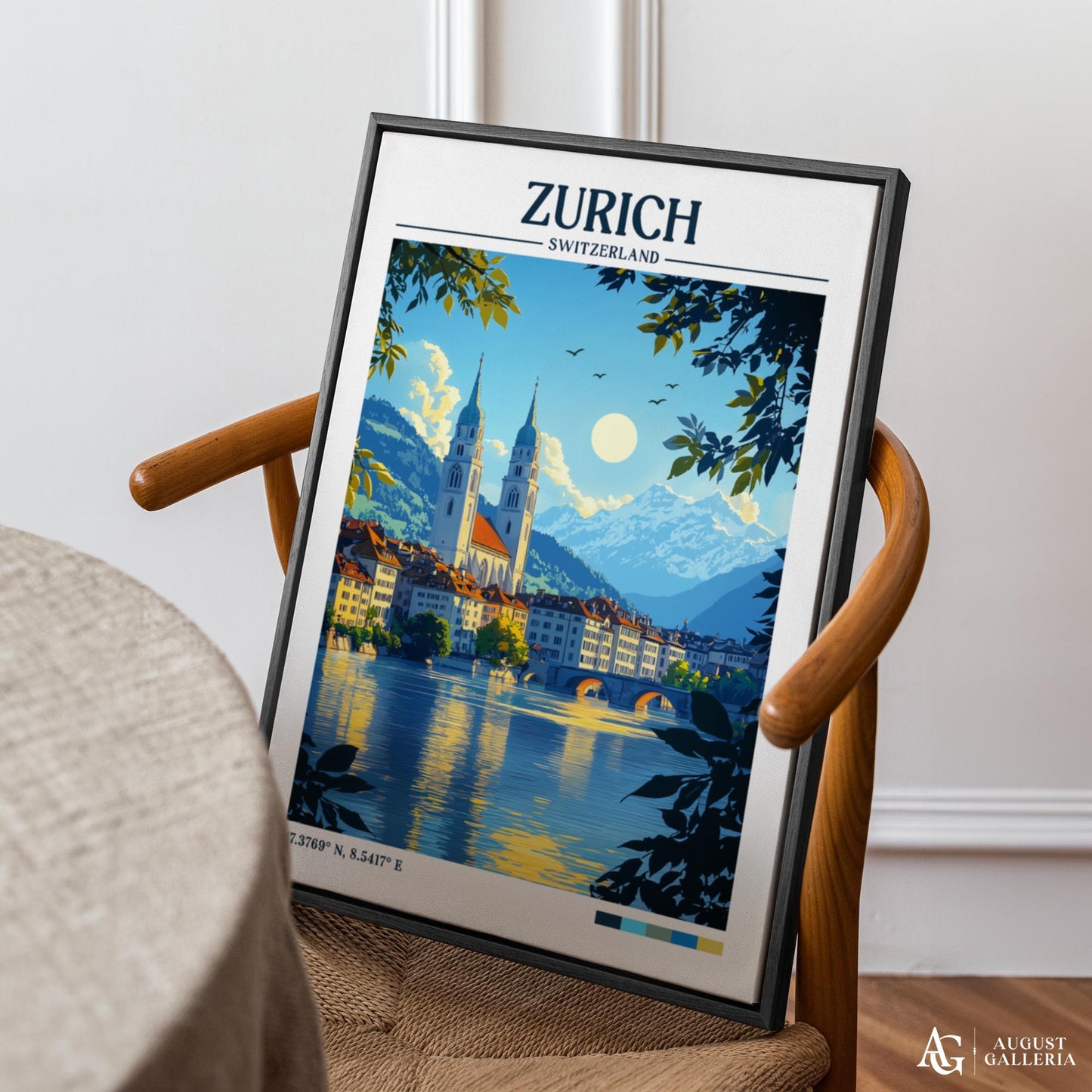 Zurich Switzerland Retro Travel Print