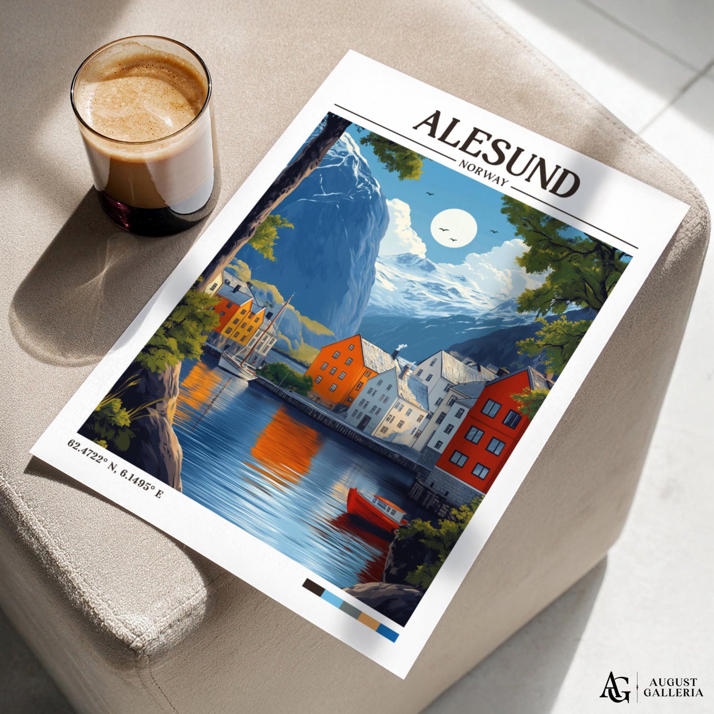 Ålesund Norway Retro Travel Print