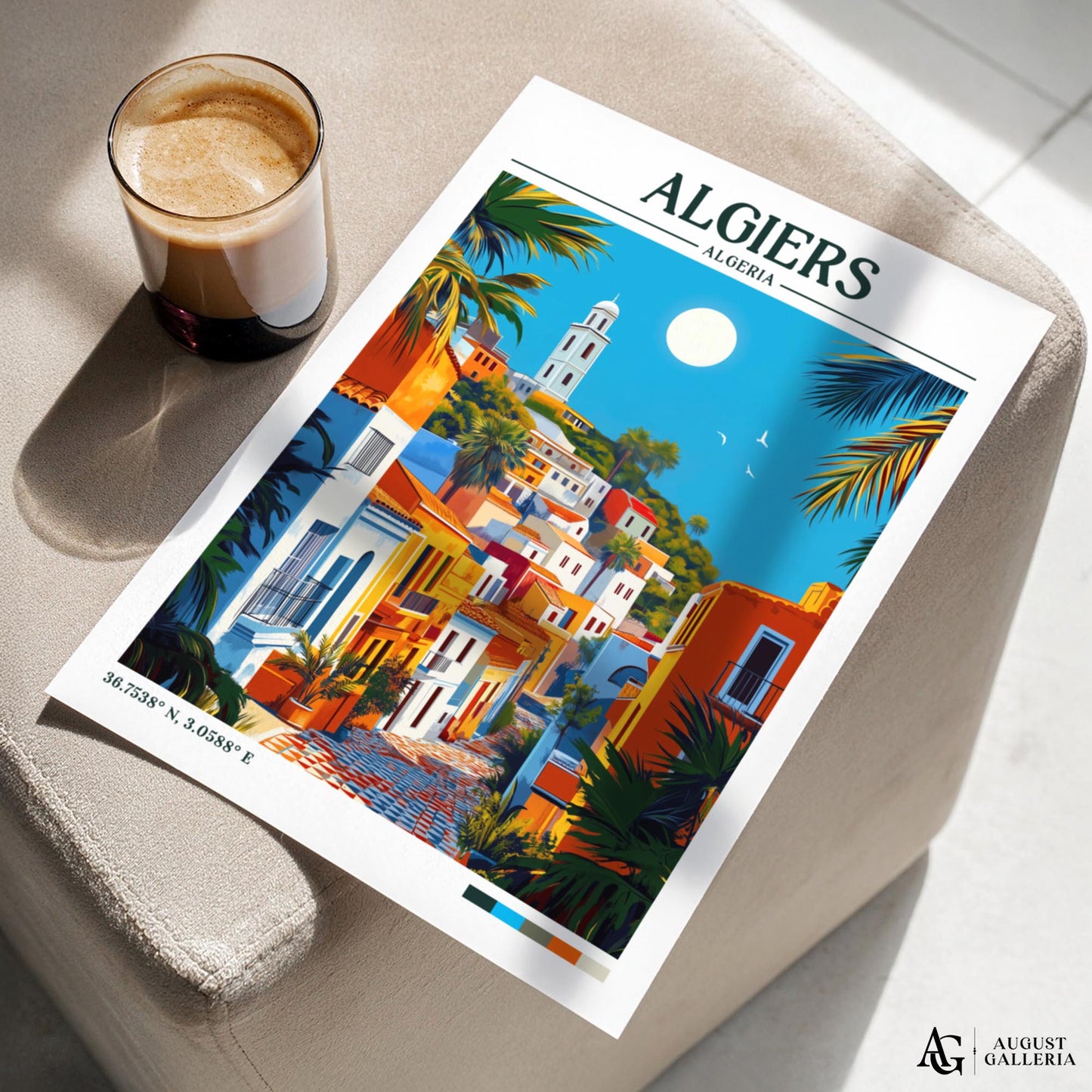 Algiers Algeria Retro Travel Print