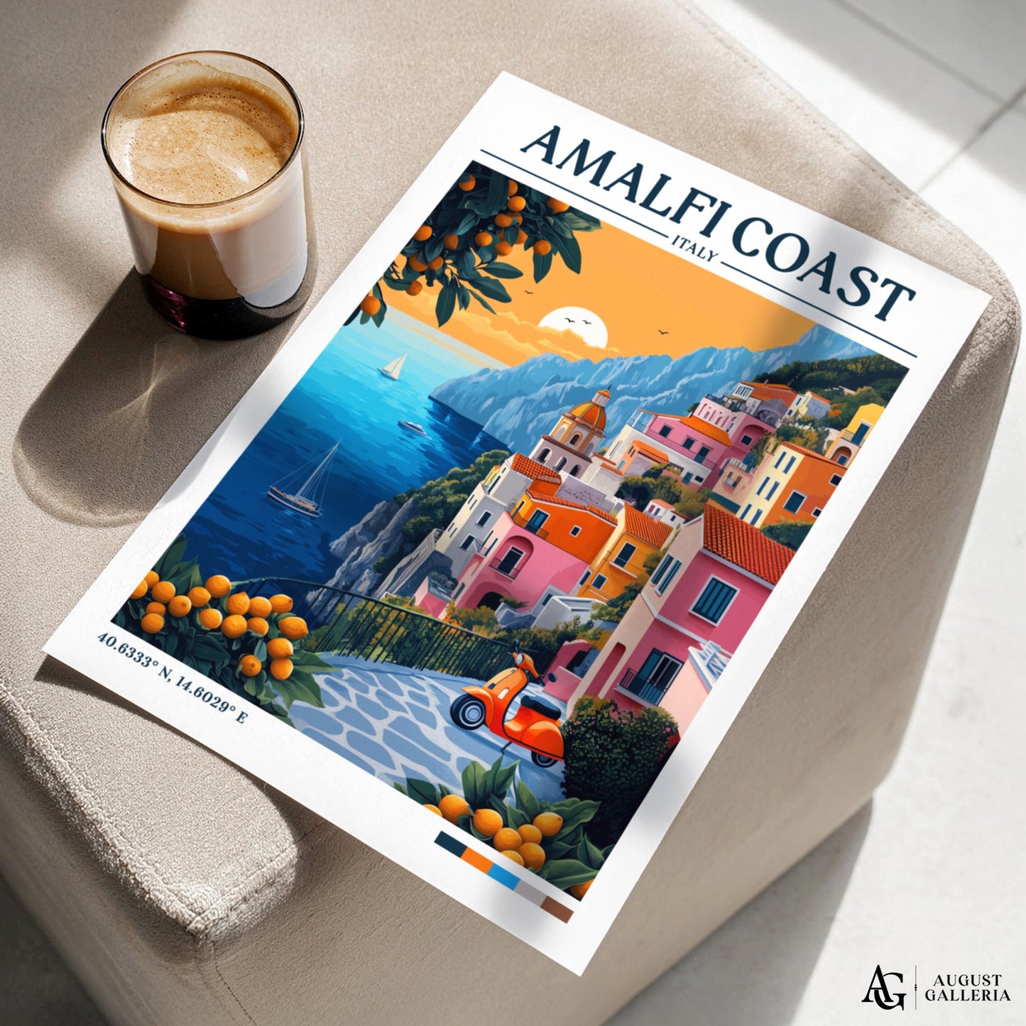 Amalfi Coast Italy Retro Travel Print