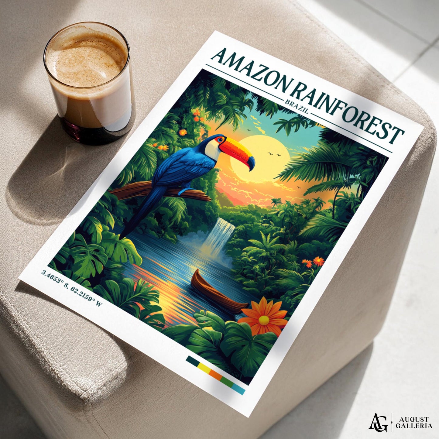 Amazon Rainforest Retro Travel Print