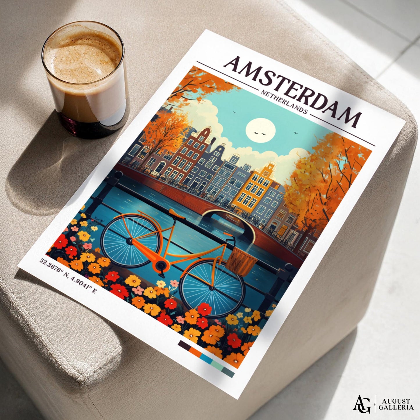 Amsterdam Netherlands Retro Travel Print