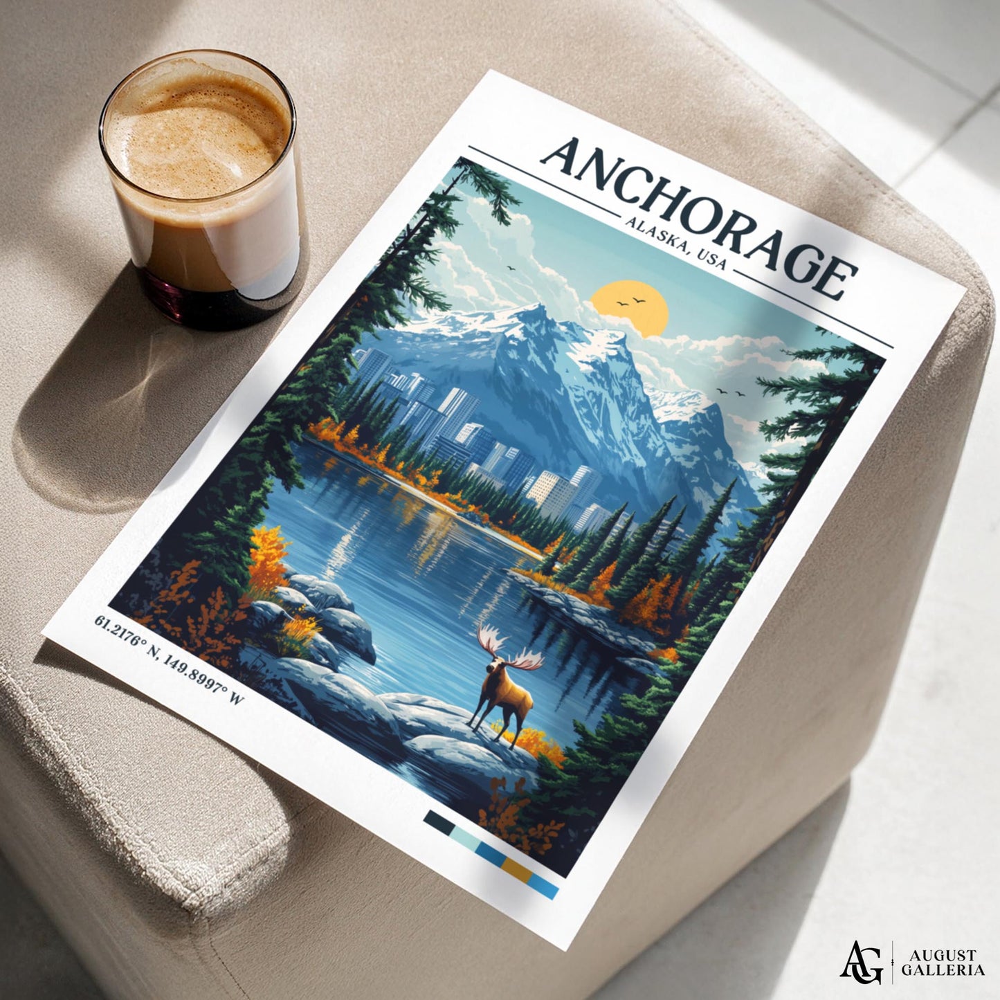 Anchorage Alaska Retro Travel Print