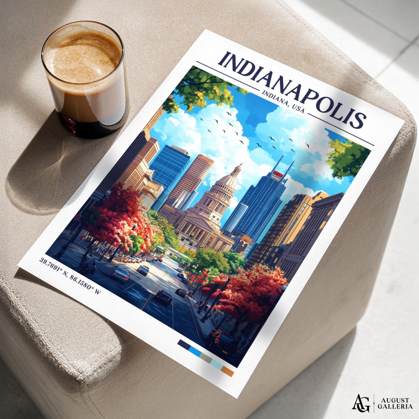 Indianapolis Indiana Retro Travel Print