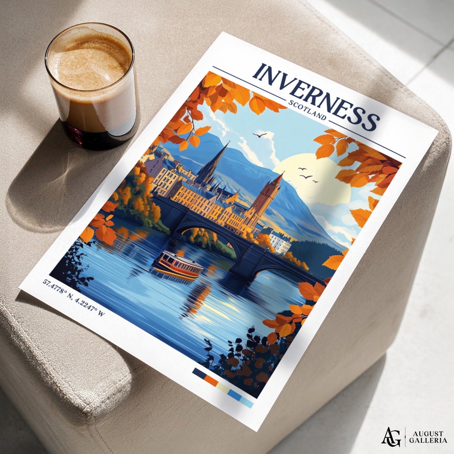Inverness Scotland Retro Travel Print