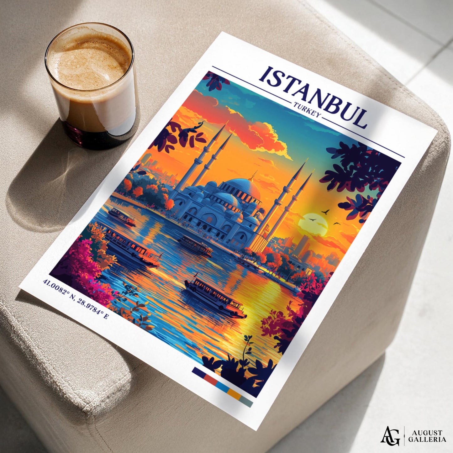 Istanbul Turkey Retro Travel Print