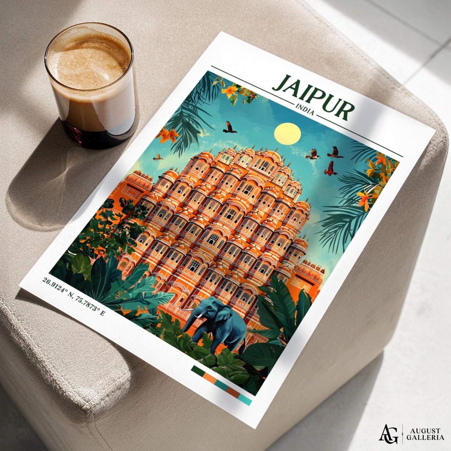 Jaipur India Retro Travel Print