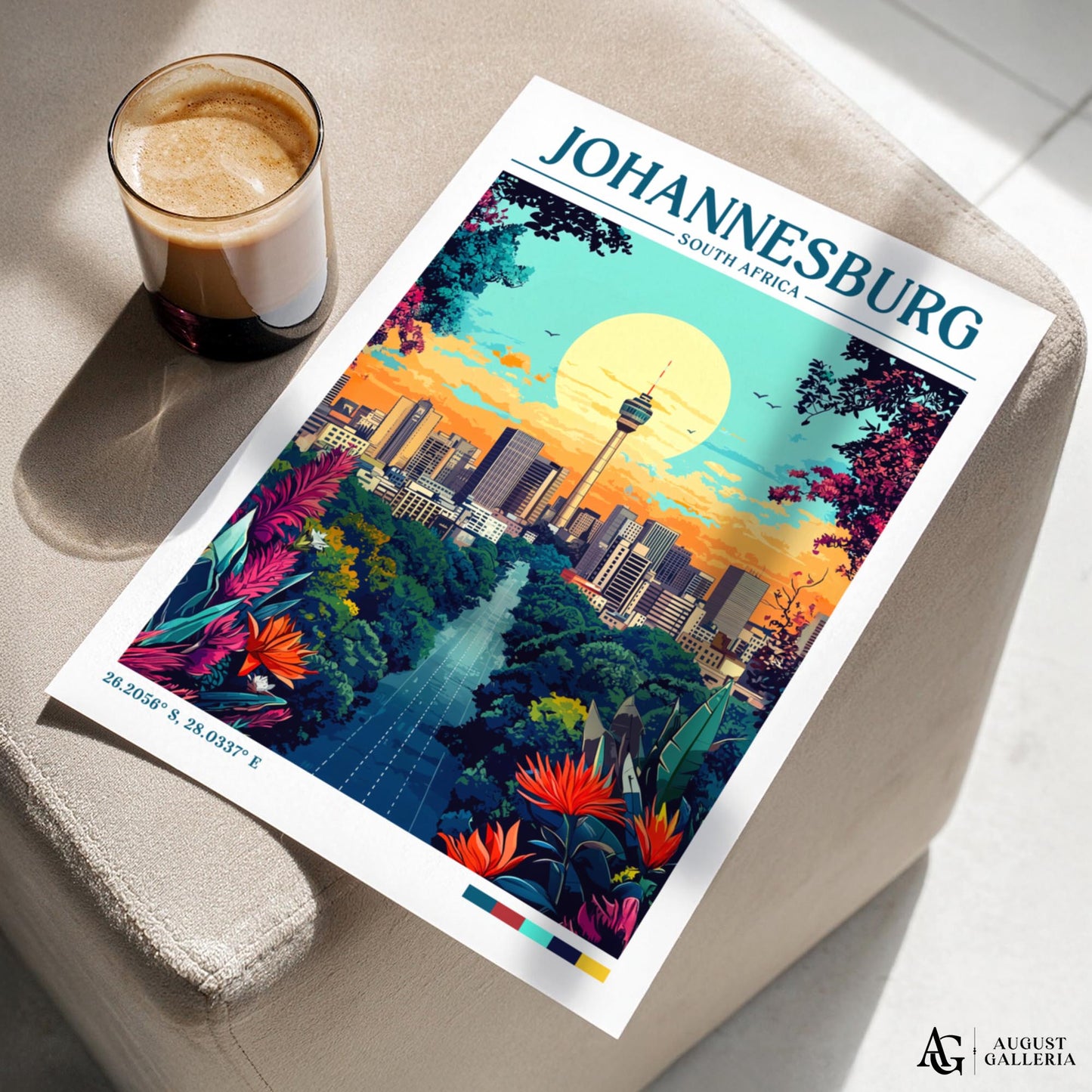 Johannesburg South Africa Retro Travel Print