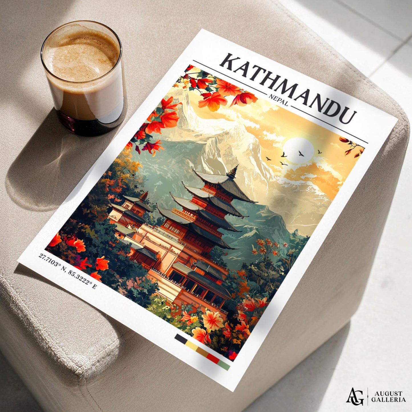 Kathmandu Nepal Retro Travel Print