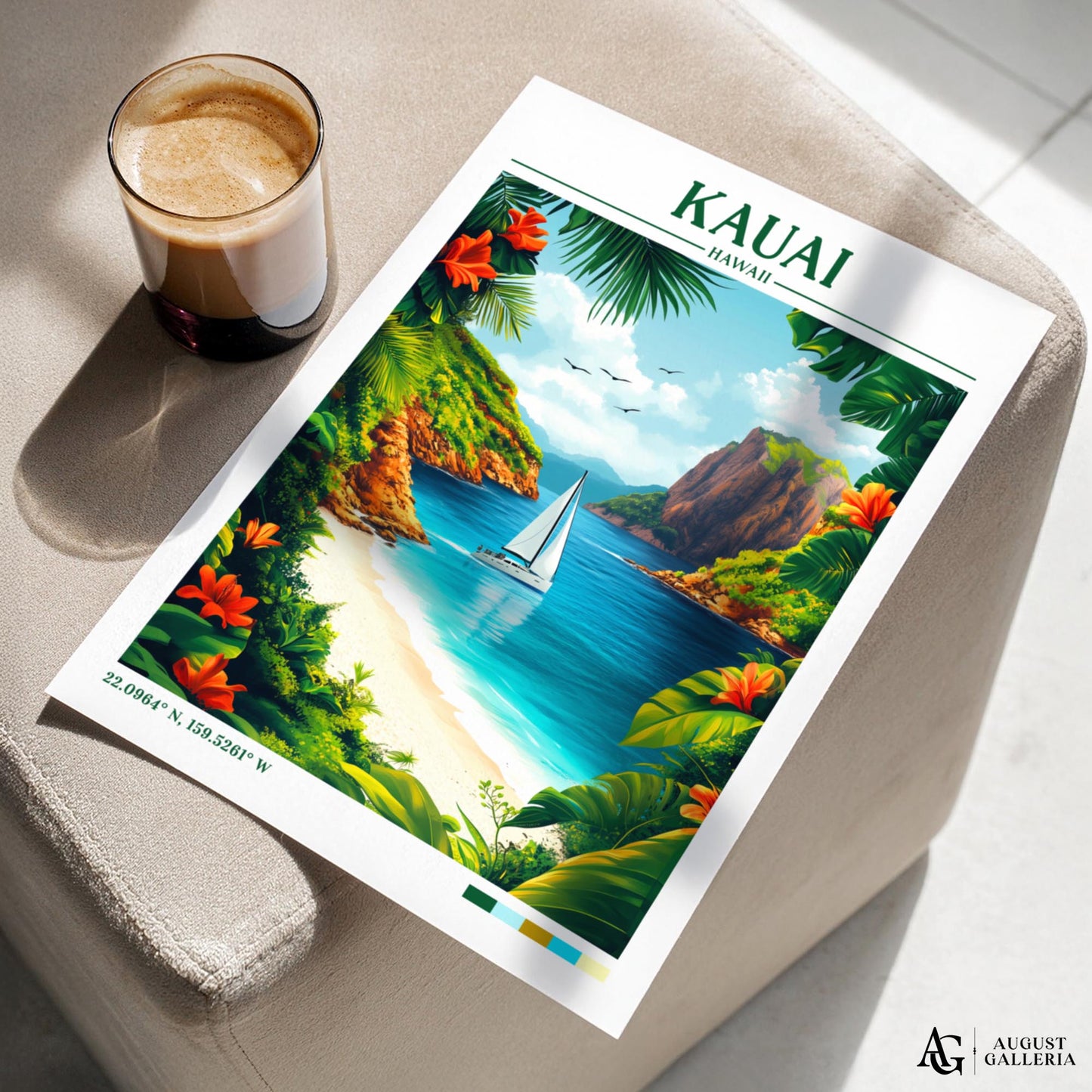 Kauai Hawaii Retro Travel Print
