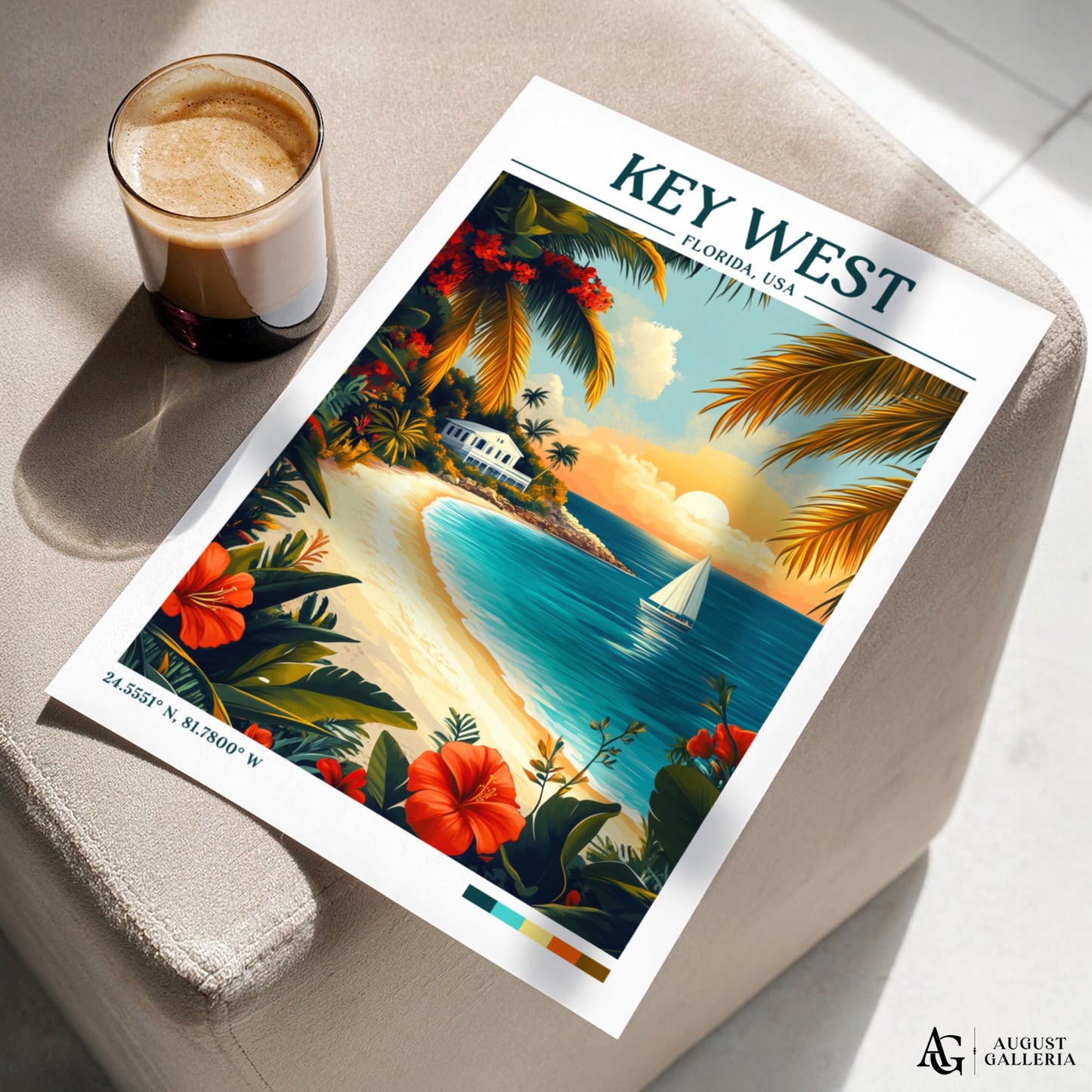 Key West Florida Retro Travel Print