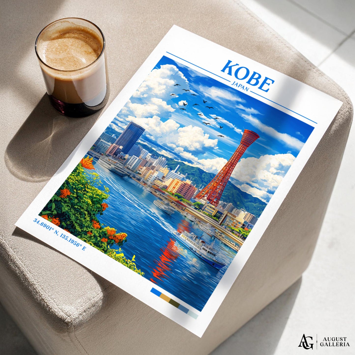 Kobe Japan Retro Travel Print