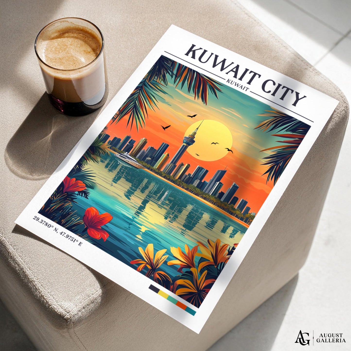 Kuwait City Retro Travel Print