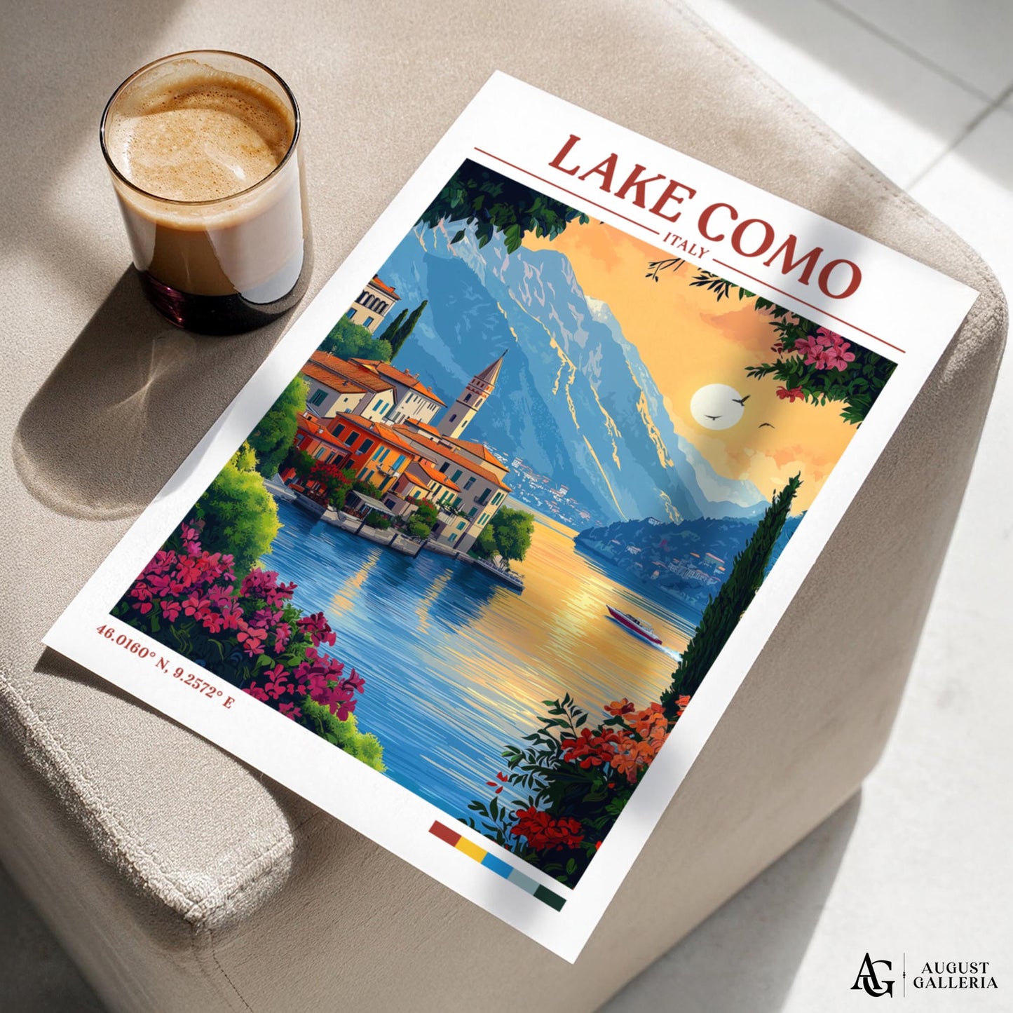 Lake Como Retro Travel Print