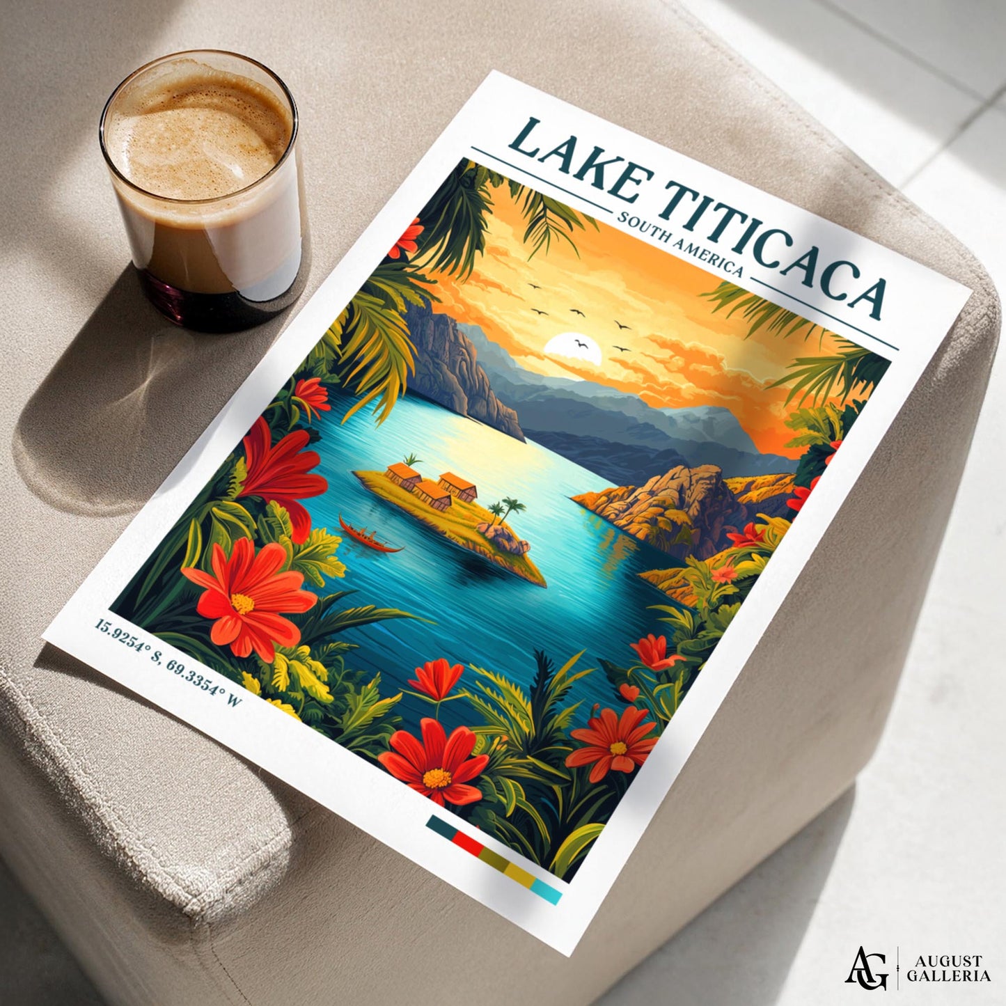 Lake Titicaca Retro Travel Print