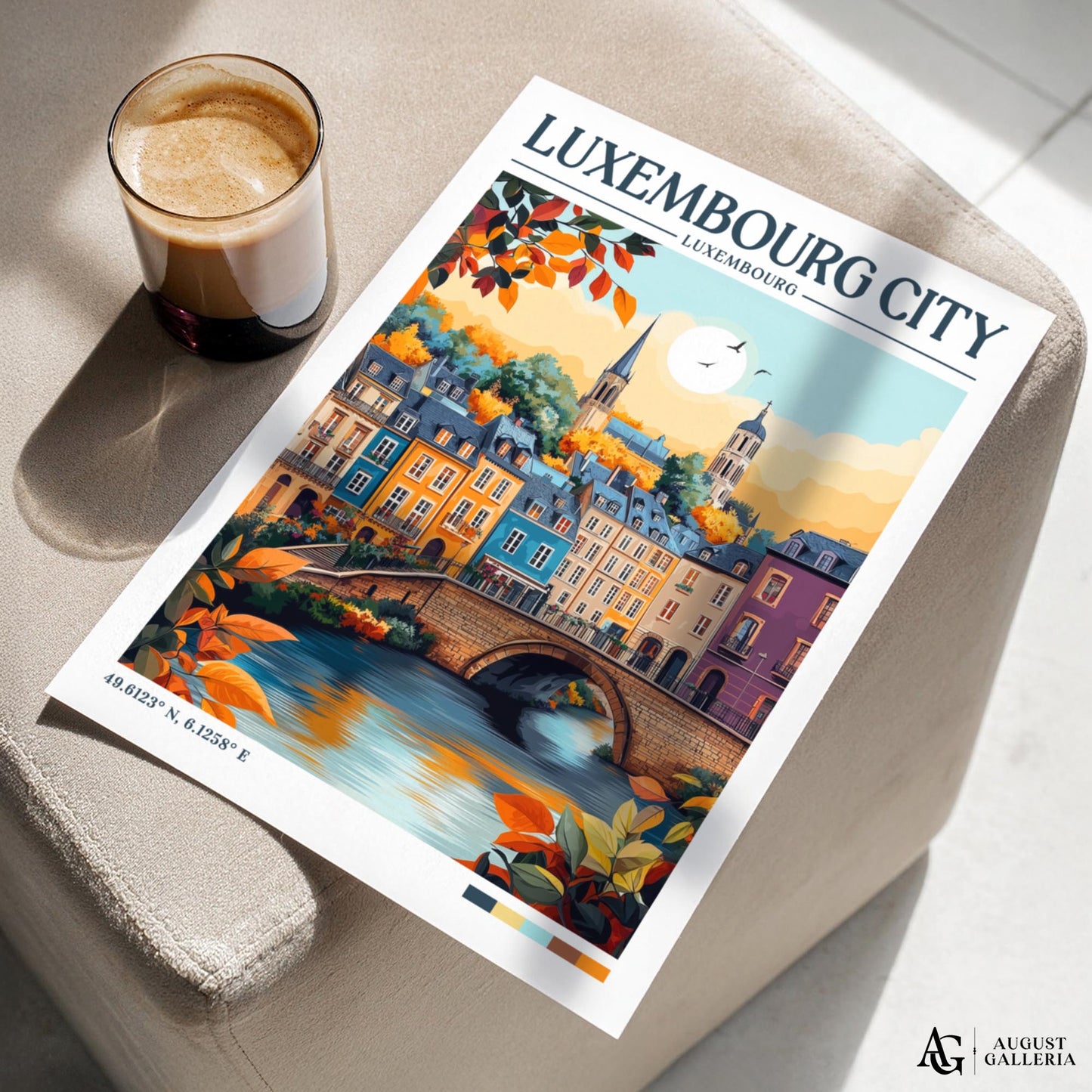 Luxembourg City Retro Travel Print