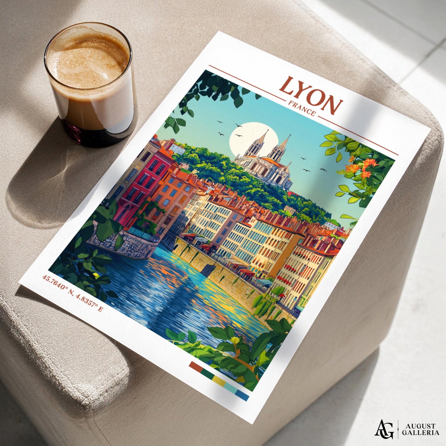 Lyon France Retro Travel Print