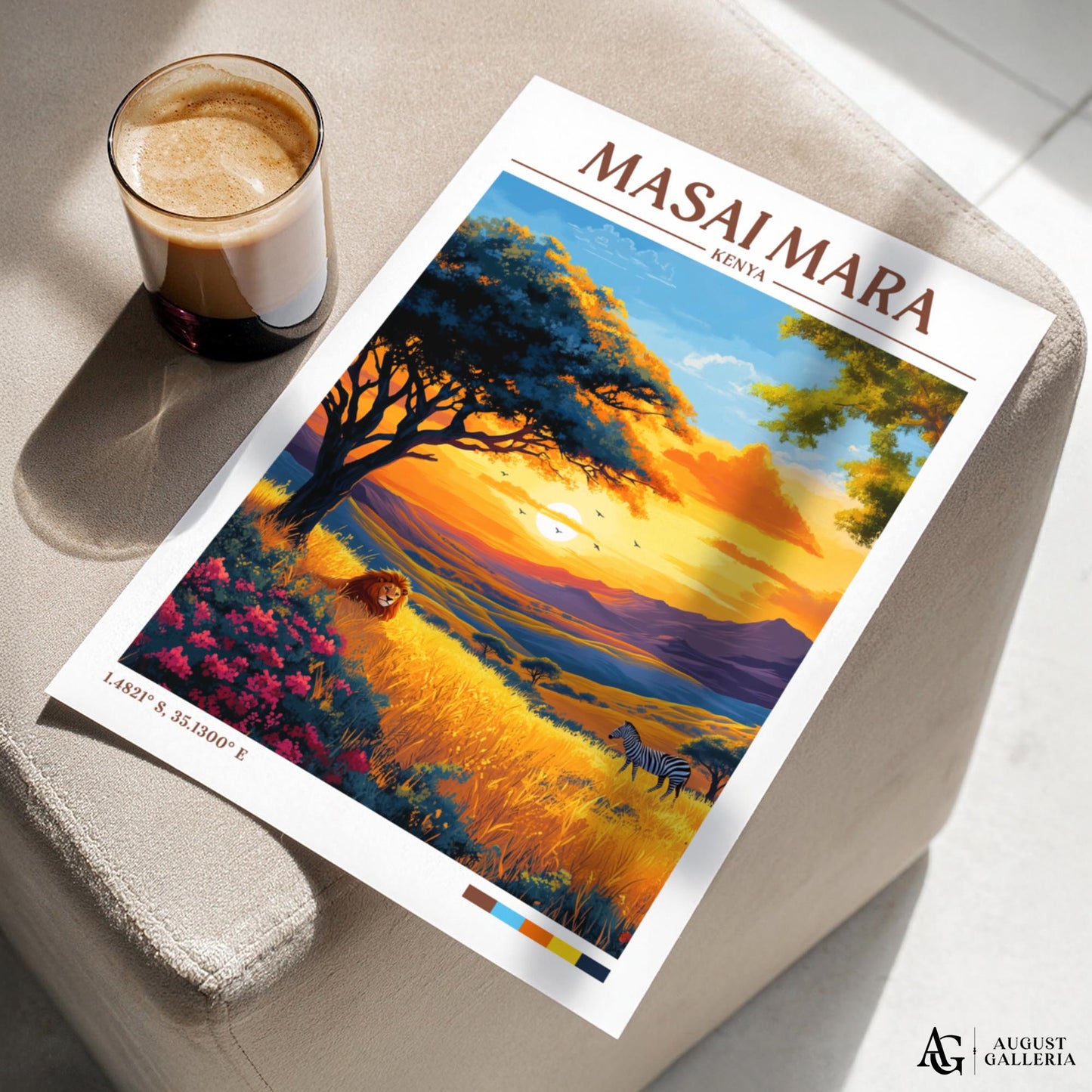 Masai Mara Retro Travel Print