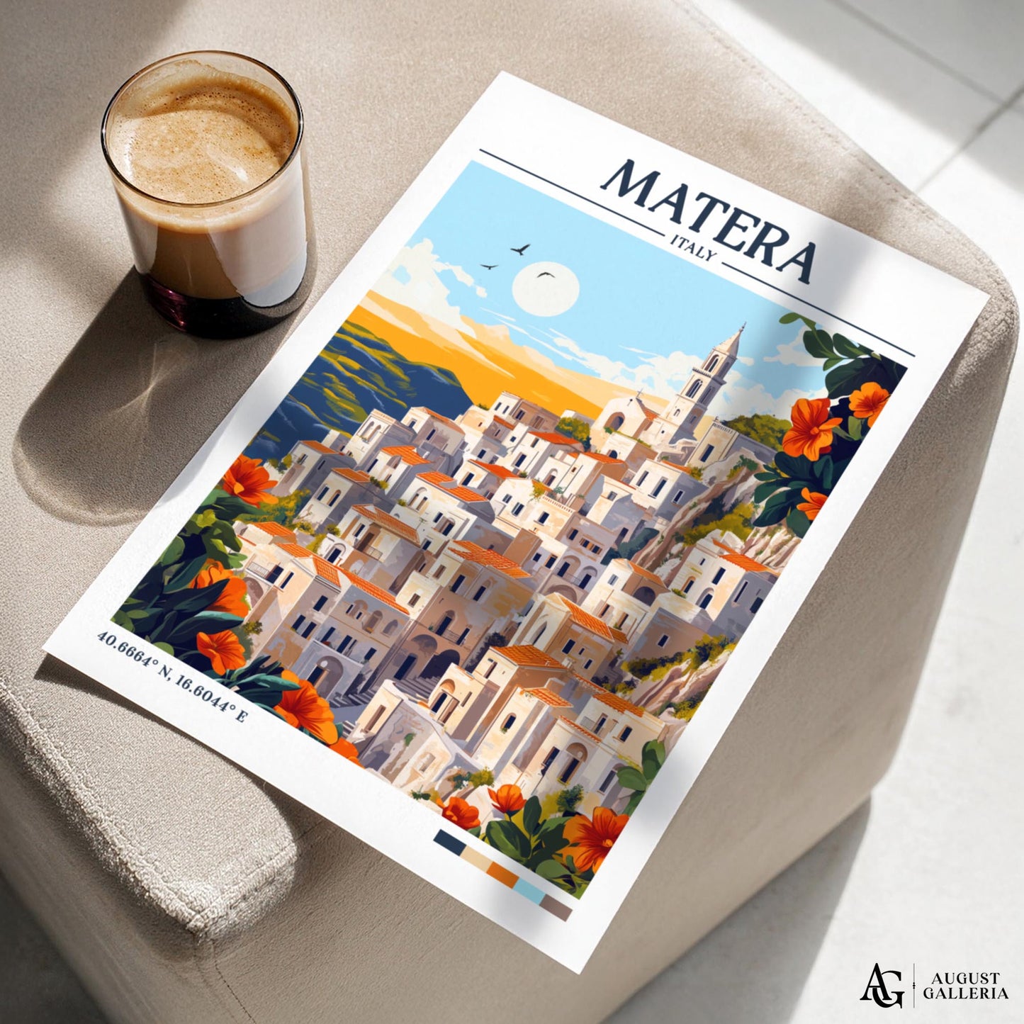 Matera Italy Retro Travel Print