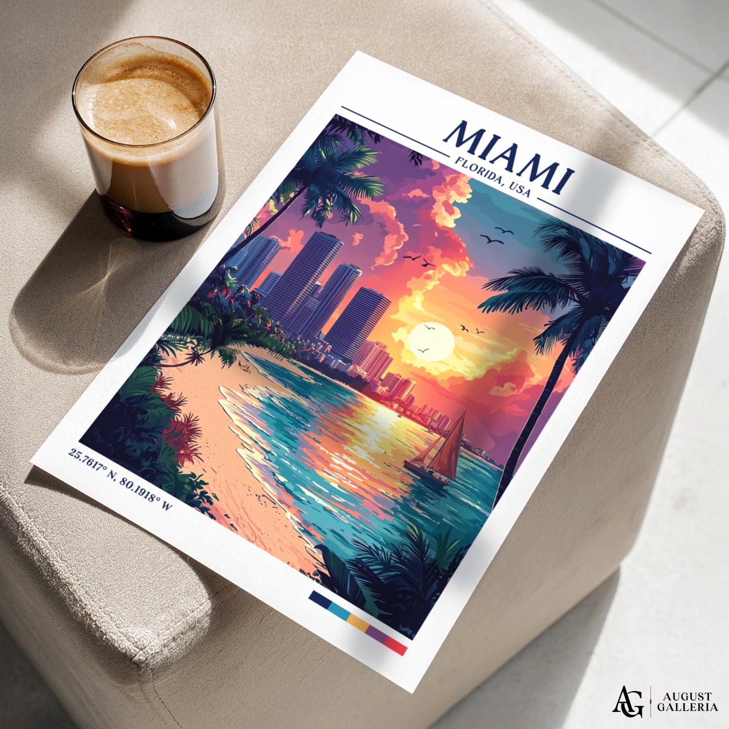 Miami Florida Retro Travel Print