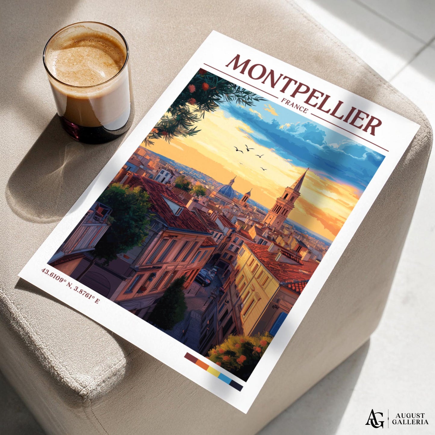 Montpellier France Retro Travel Print