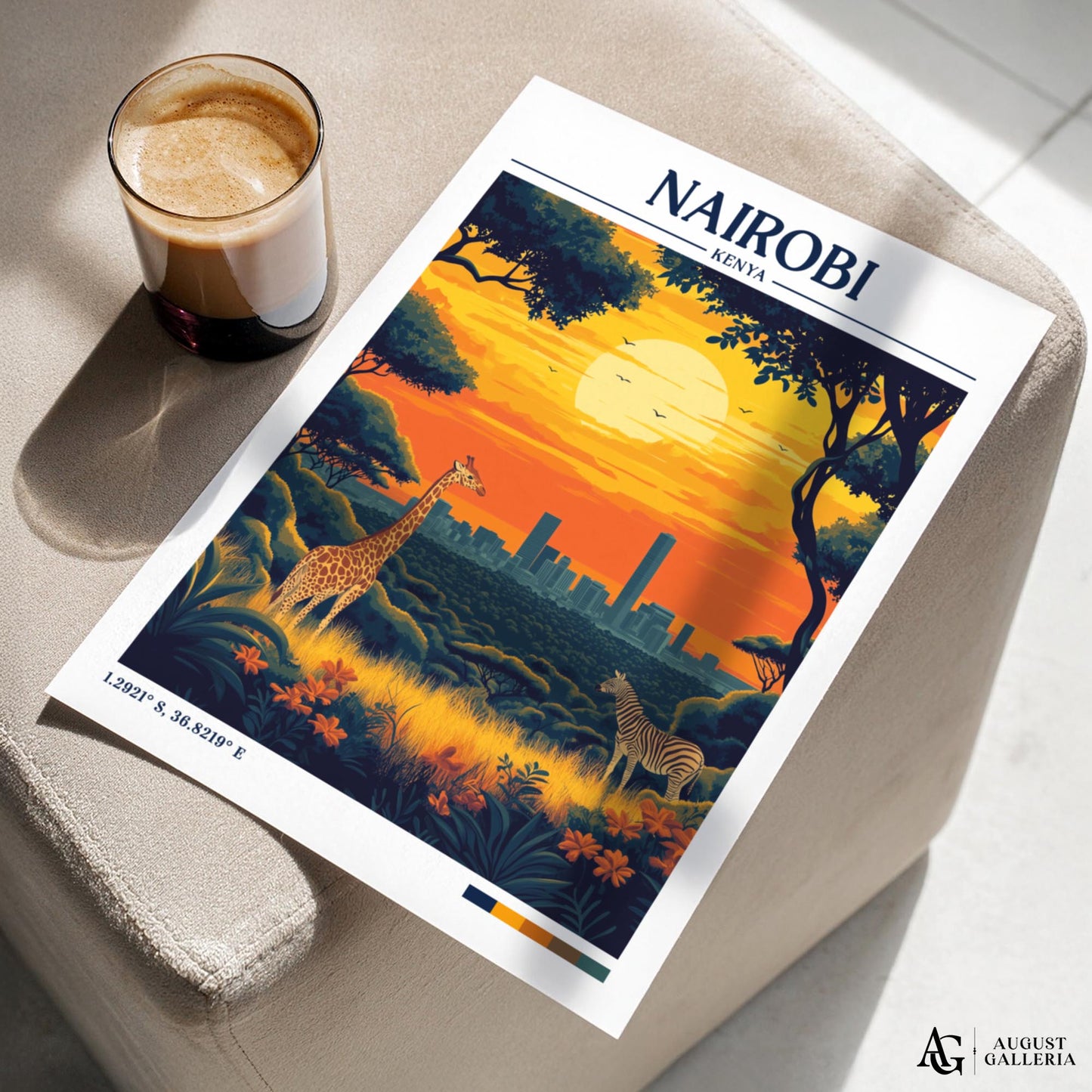 Nairobi Kenya Retro Travel Print