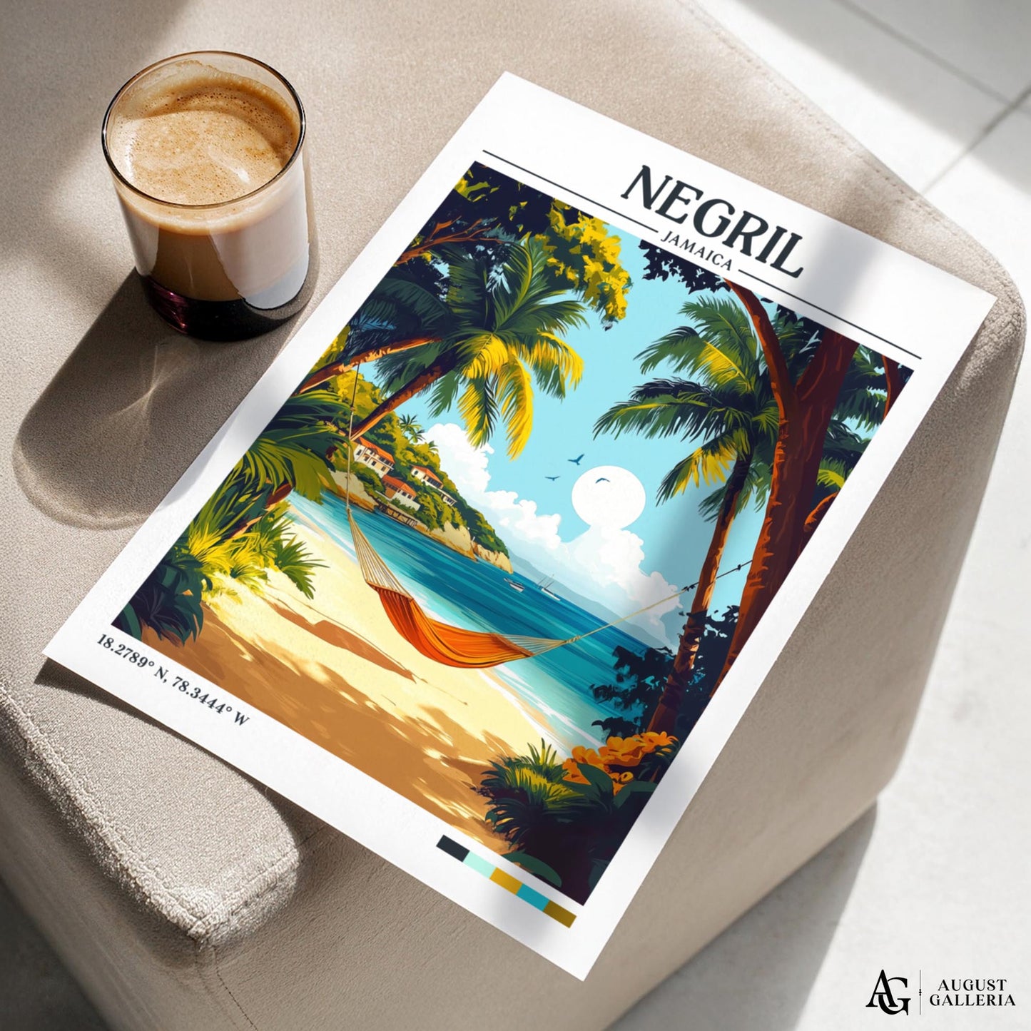 Negril Jamaica Retro Travel Print