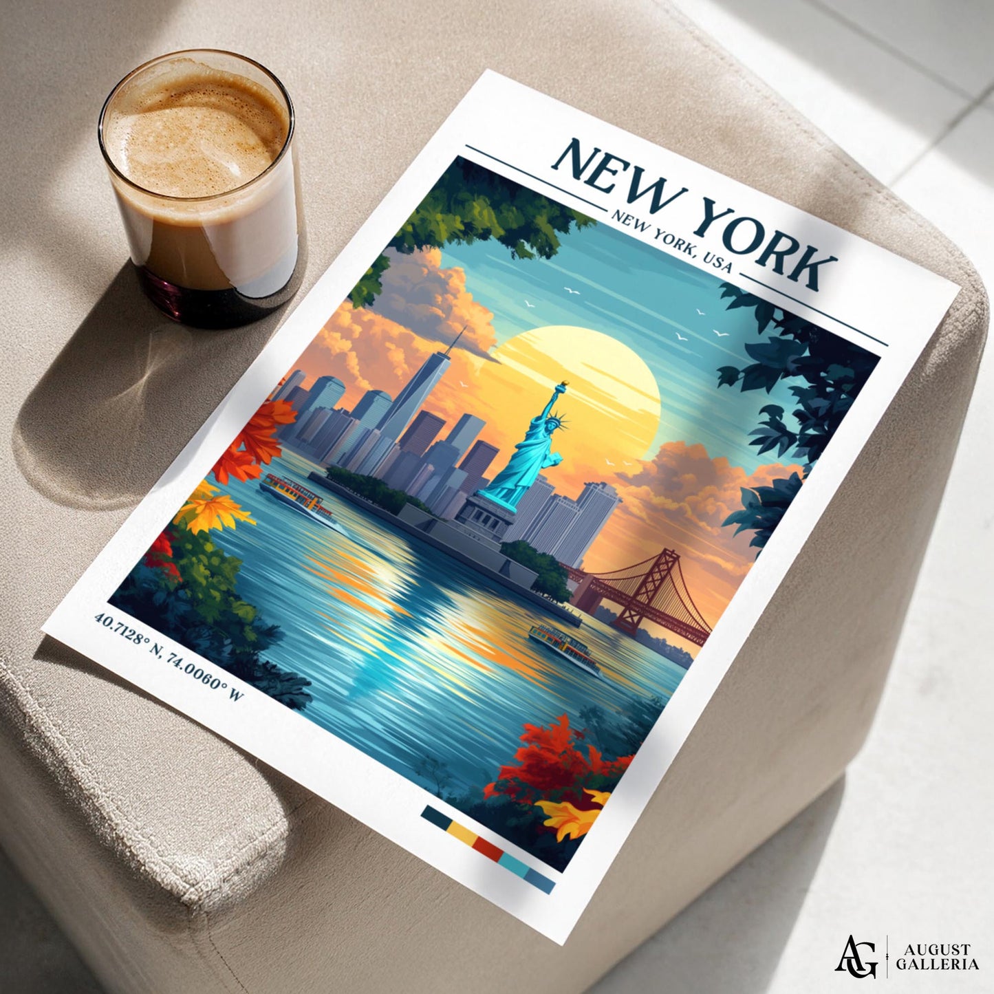 New York Retro Travel Print