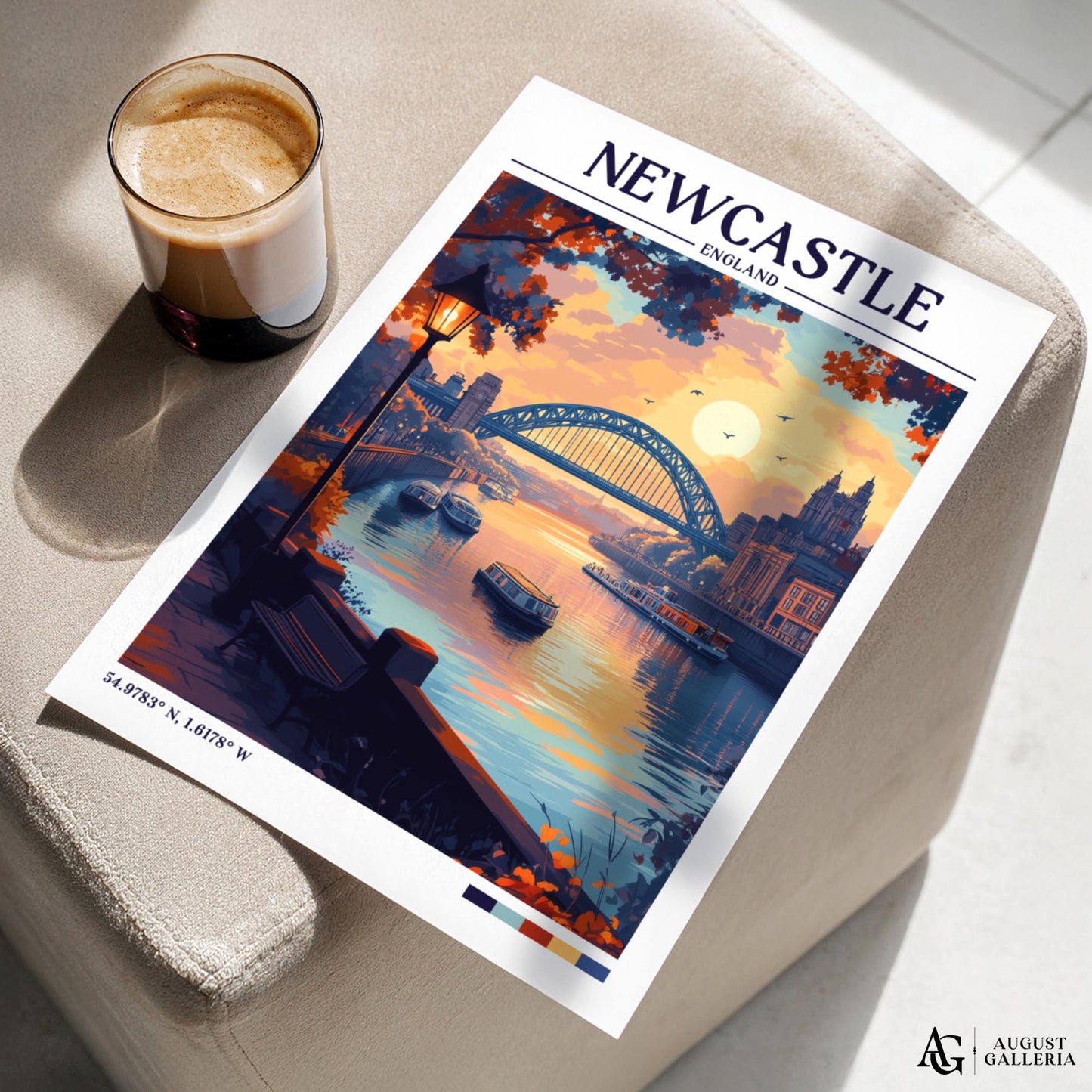 Newcastle England Retro Travel Print