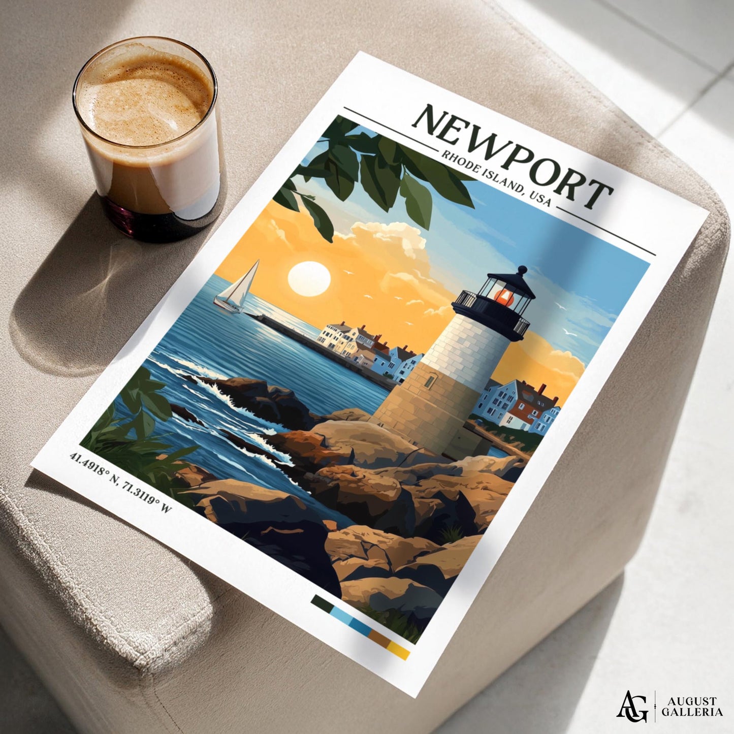 Newport Rhode Island Retro Travel Print