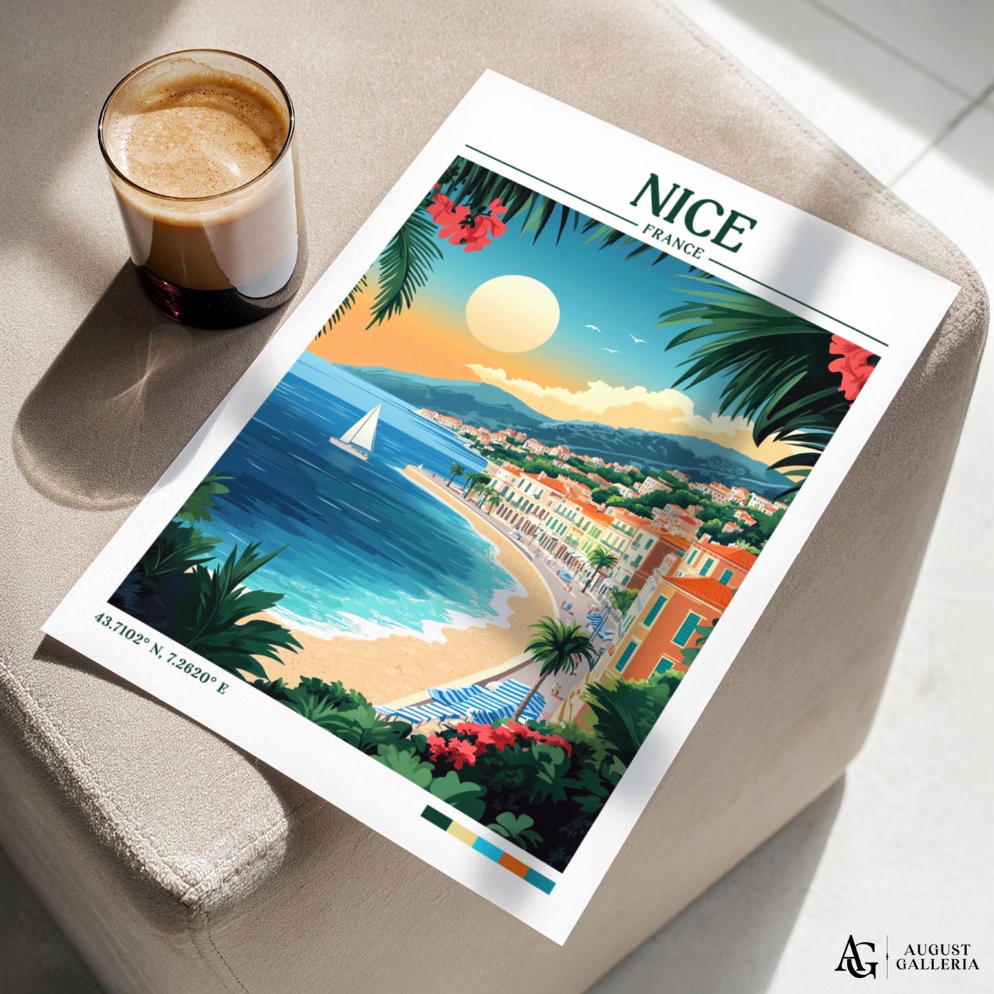 Nice France Retro Travel Print