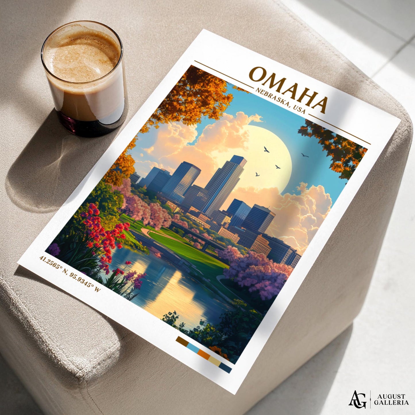 Omaha Nebraska Retro Travel Print