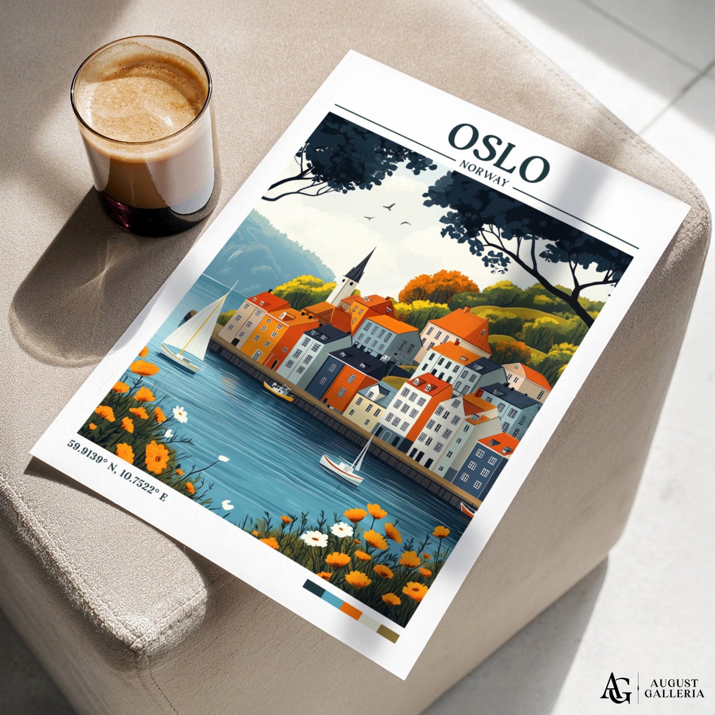 Oslo Norway Retro Travel Print