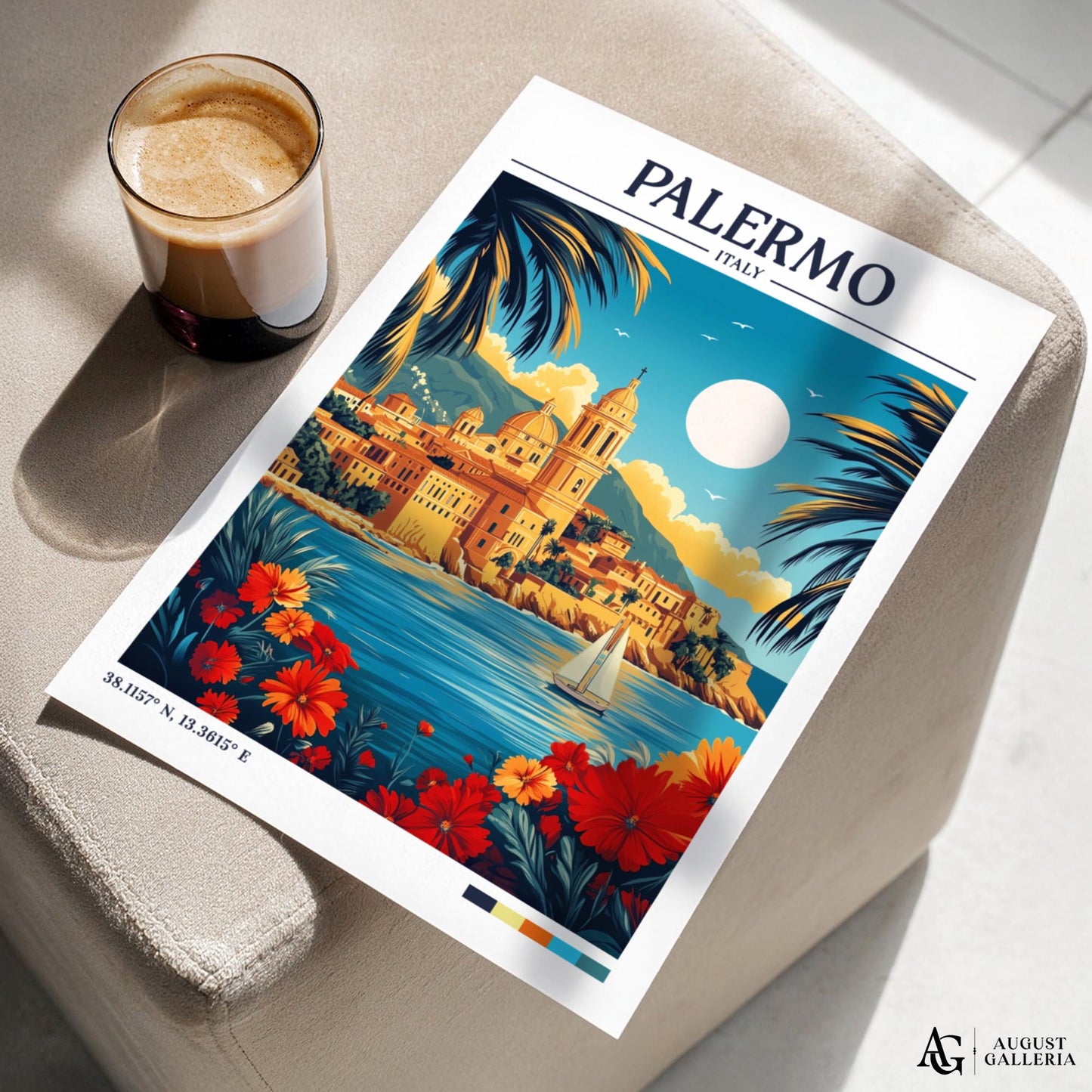 Palermo Italy Retro Travel Print