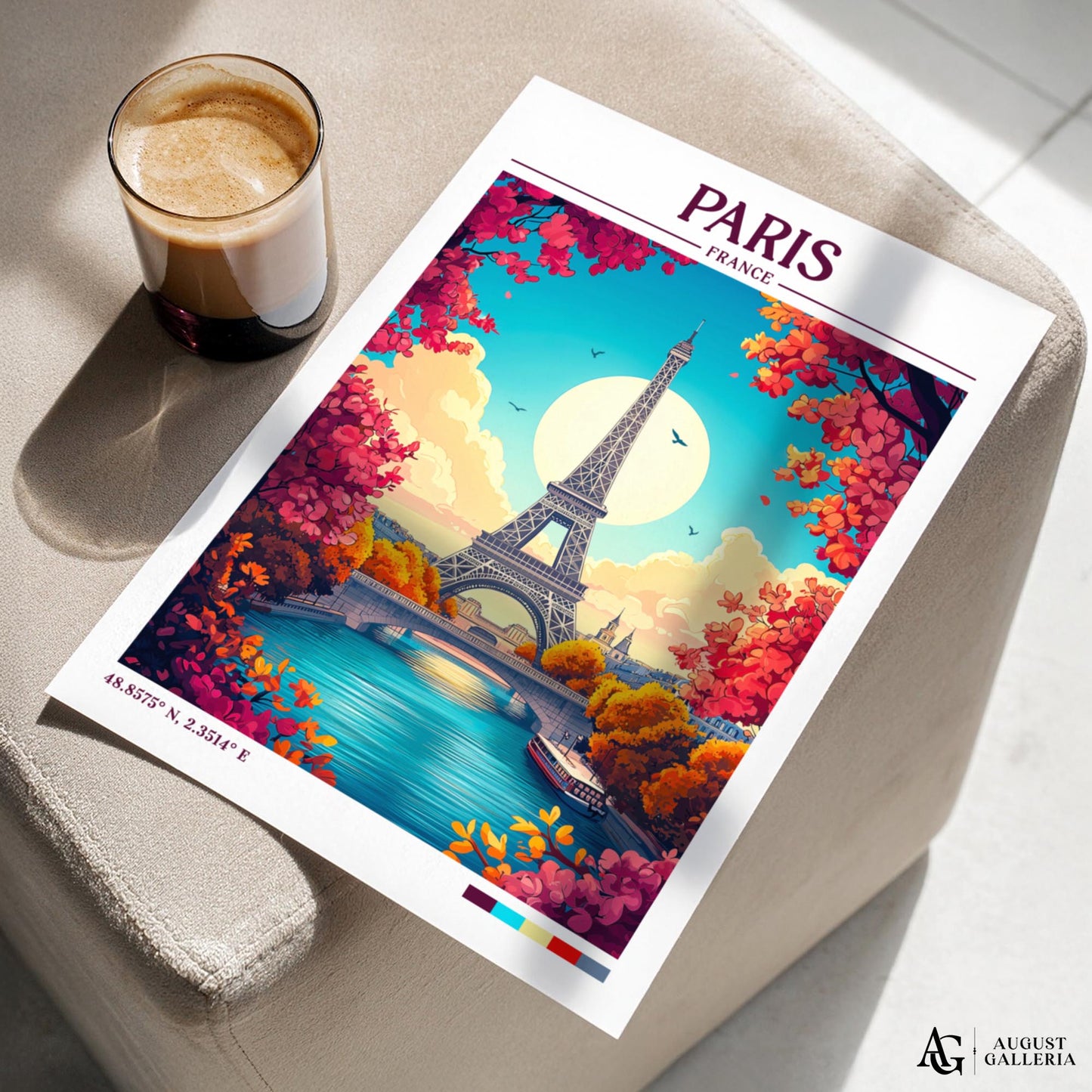 Paris France Retro Travel Print