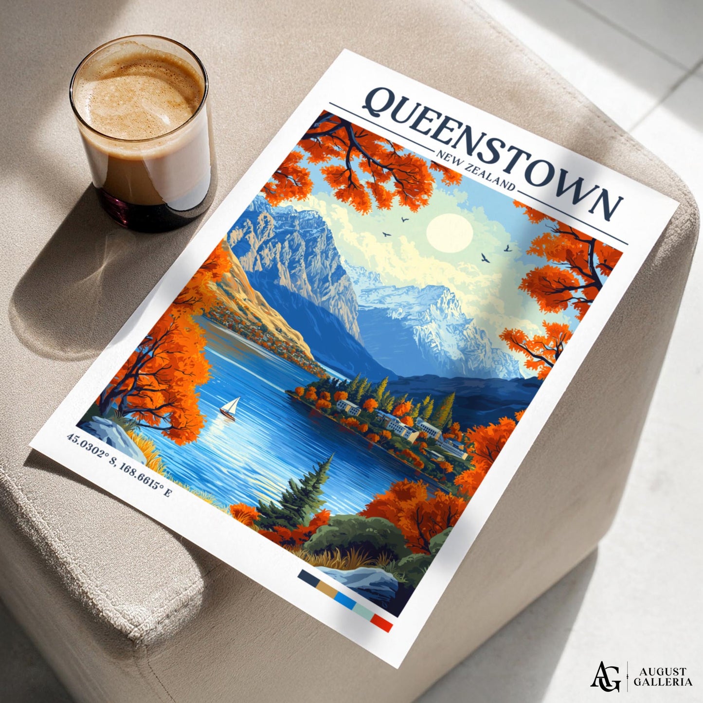 Queenstown New Zealand Retro Travel Print