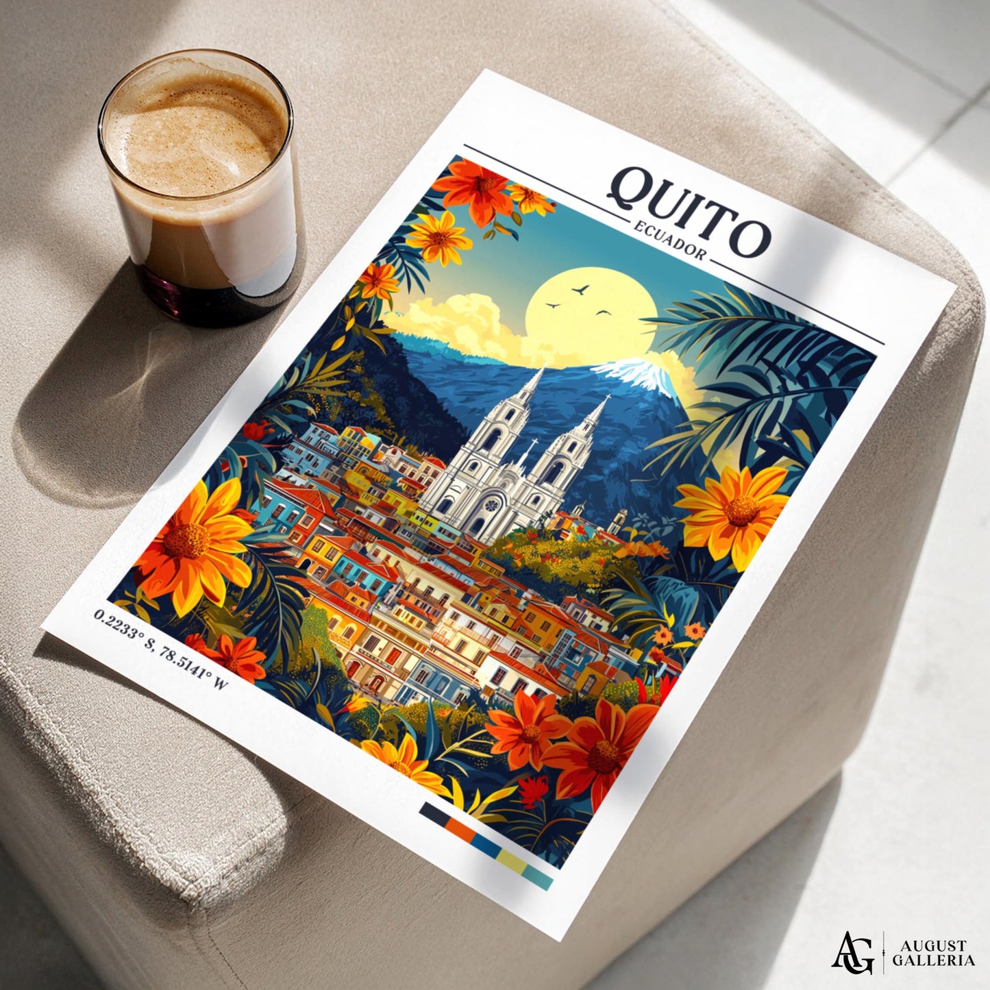 Quito Ecuador Retro Travel Print
