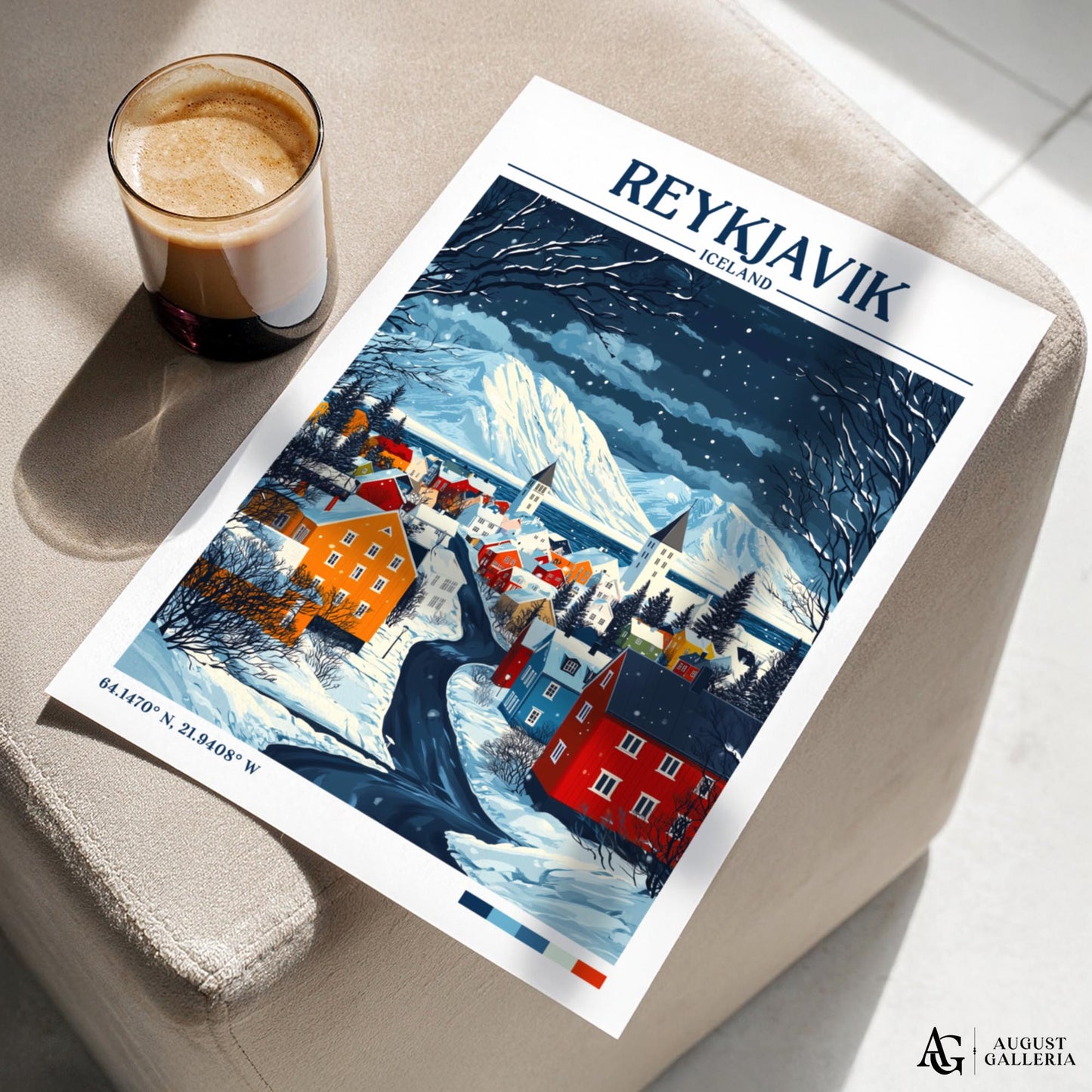 Reykjavík Iceland Retro Travel Print