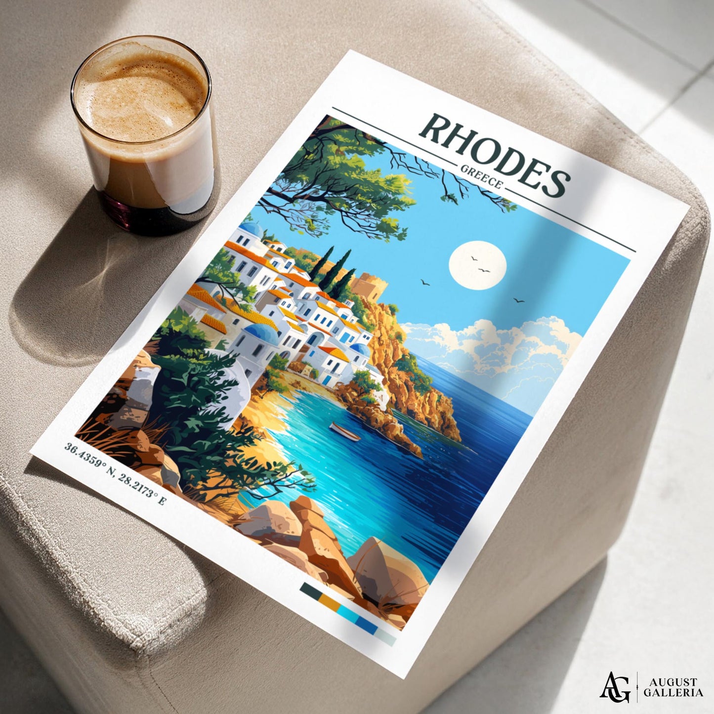 Rhodes Greece Retro Travel Print