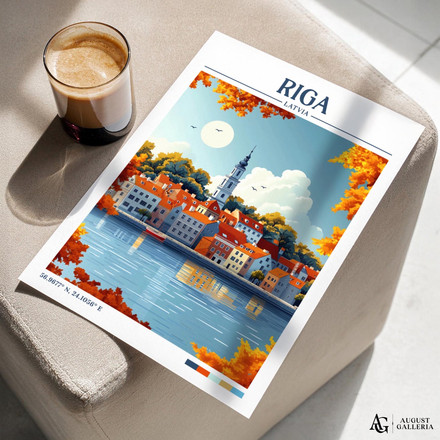 Riga Latvia Retro Travel Print