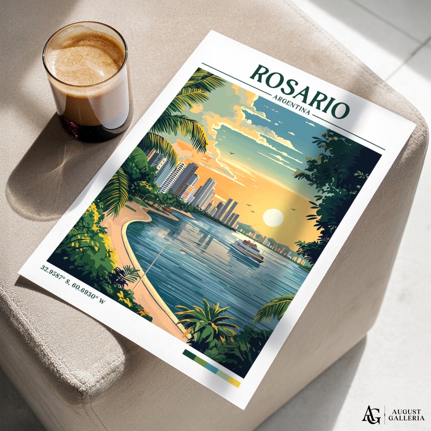 Rosario Argentina Retro Travel Print