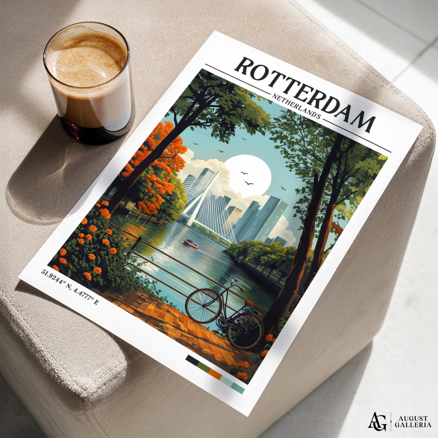 Rotterdam Netherlands Retro Travel Print