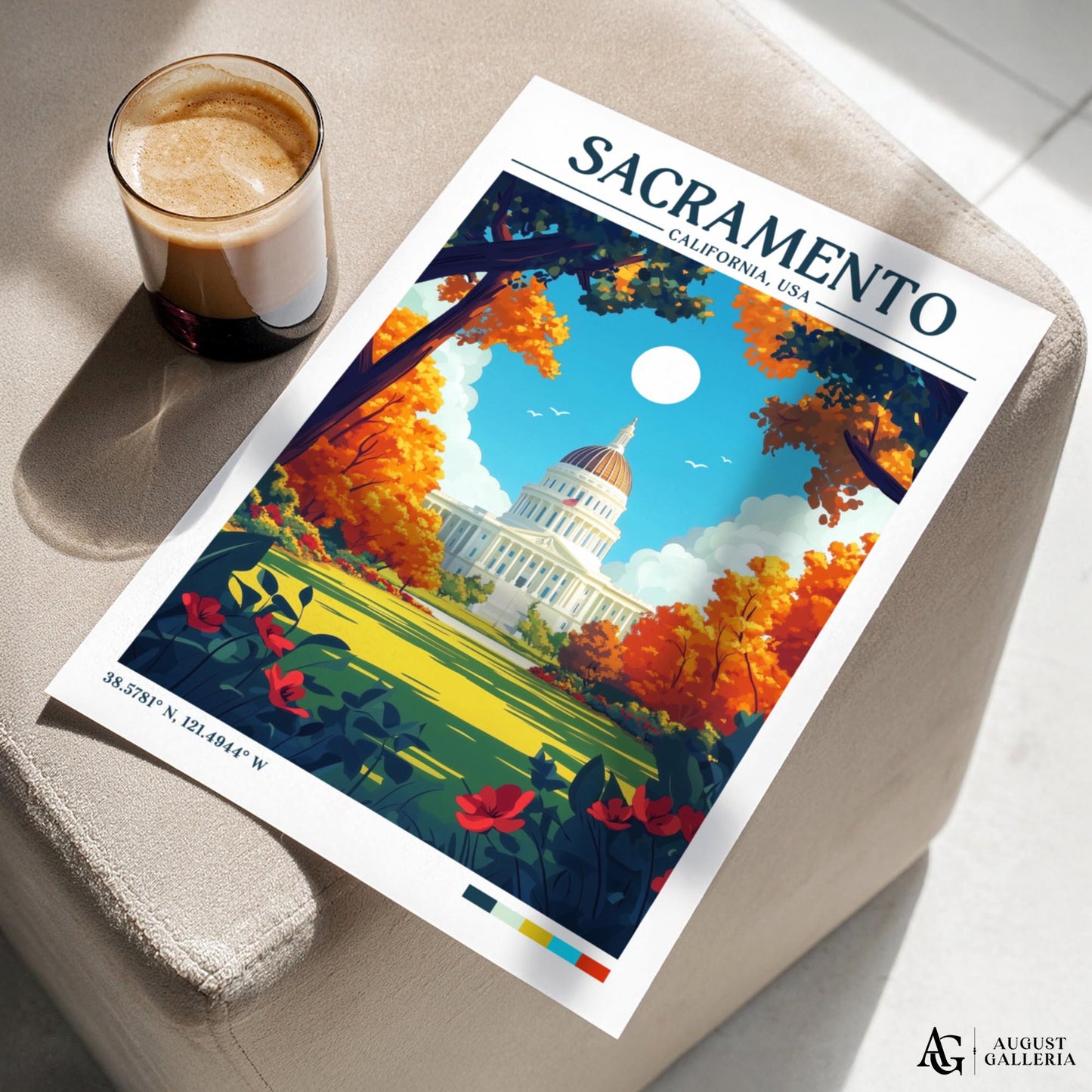Sacramento California Retro Travel Print