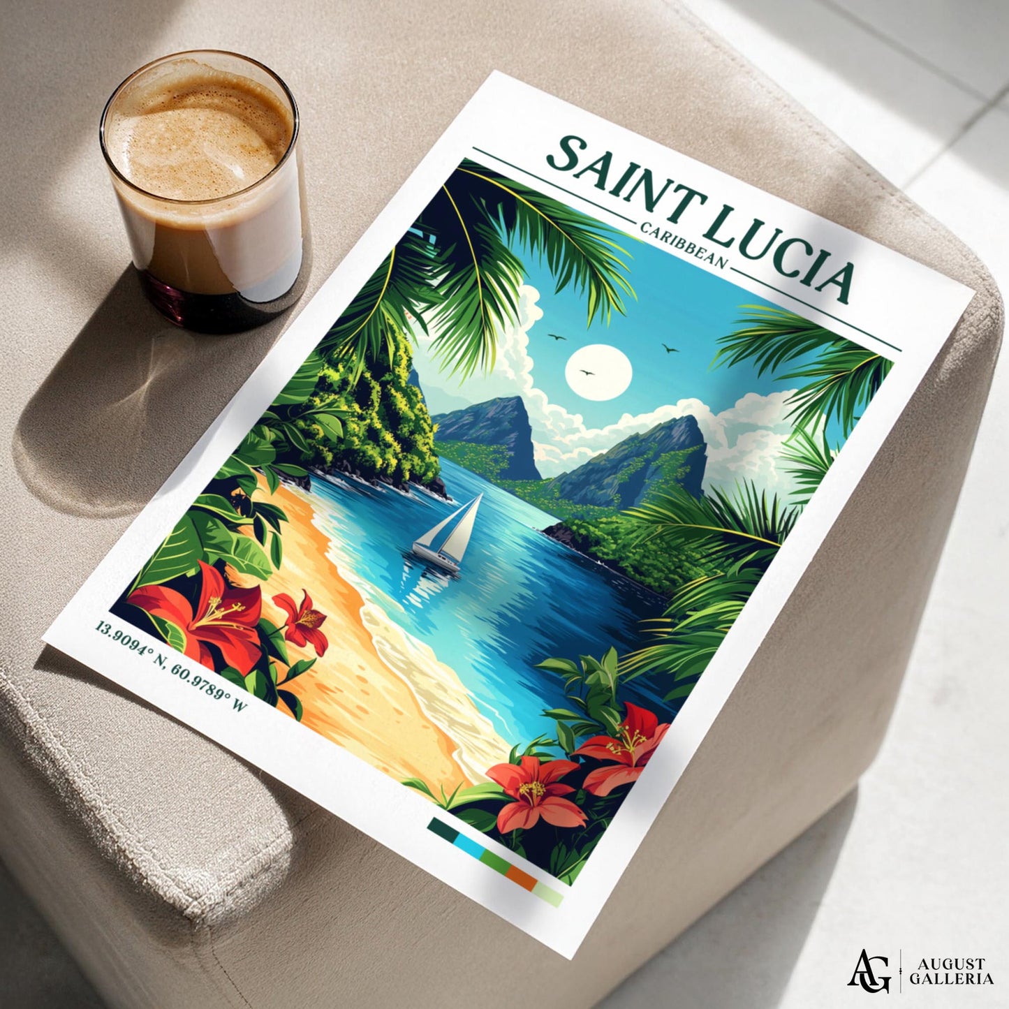 Saint Lucia Retro Travel Print