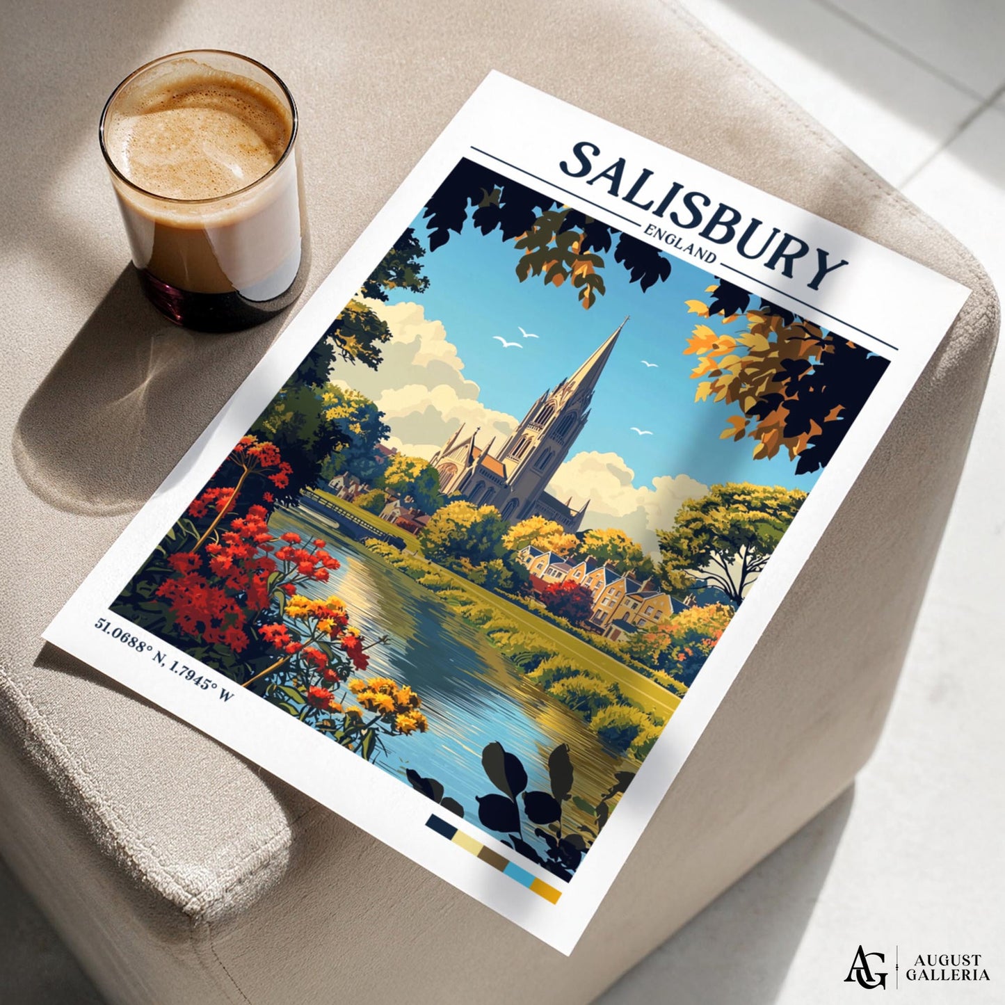 Salisbury England Retro Travel Print